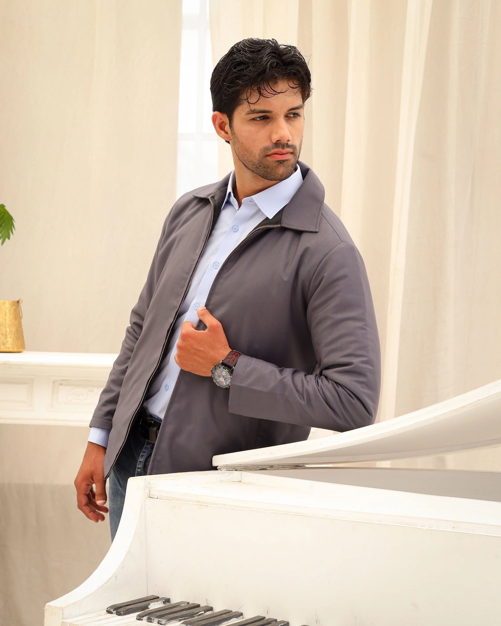 Men’s Grey Lightweight Casual Jacket
