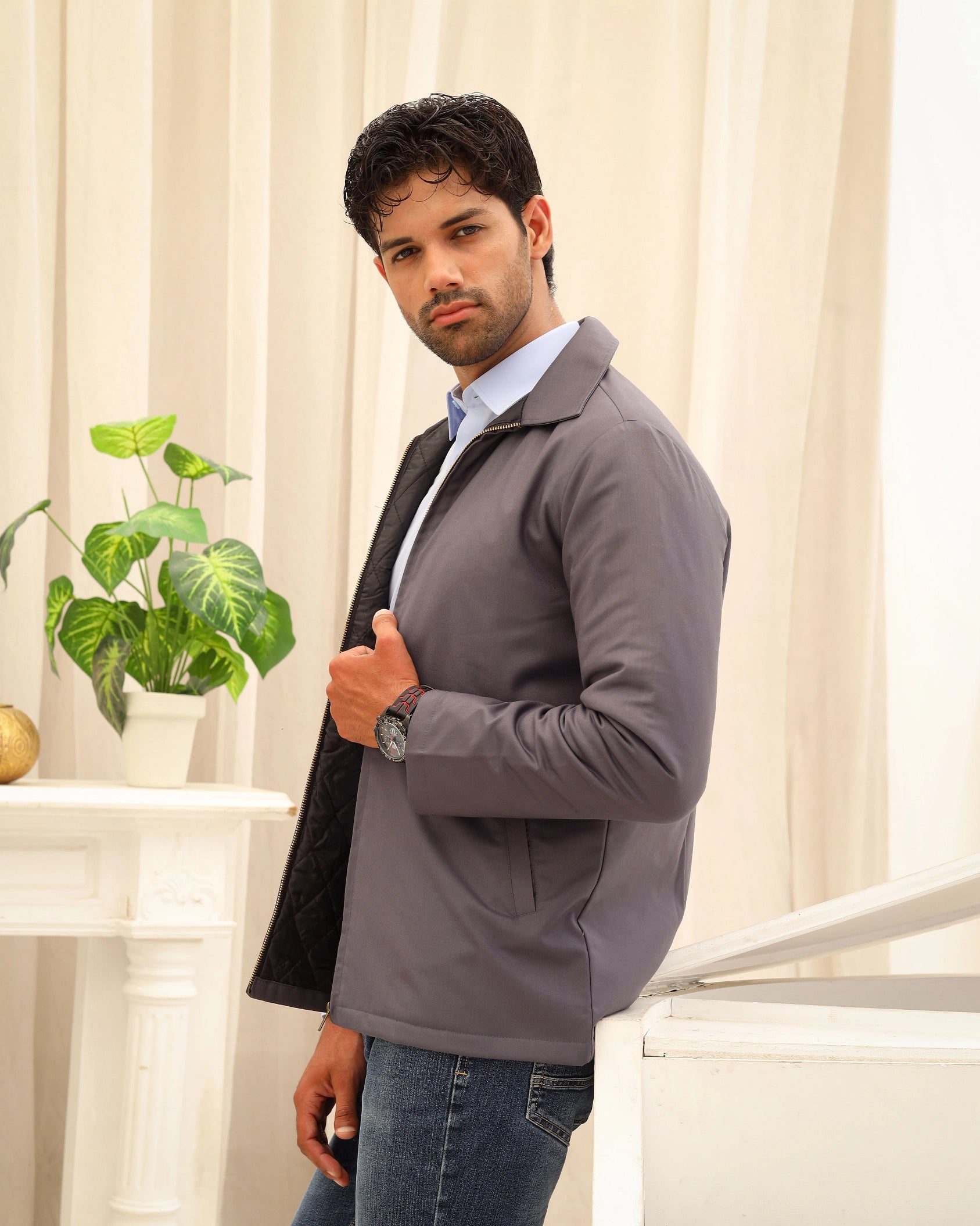 Men’s Grey Lightweight Casual Jacket