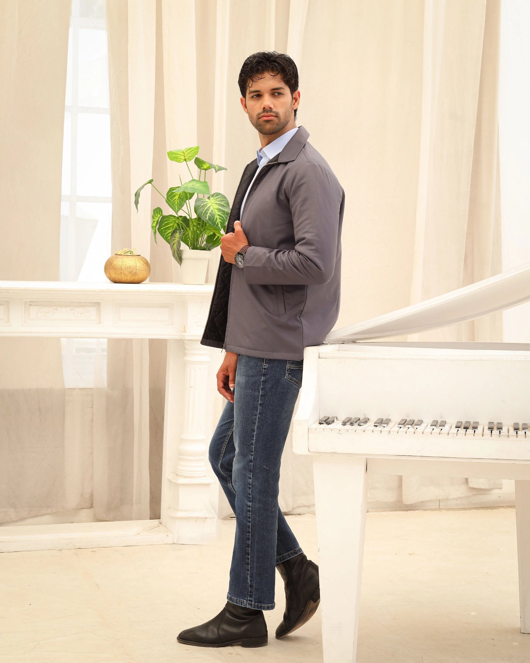 Men’s Grey Lightweight Casual Jacket