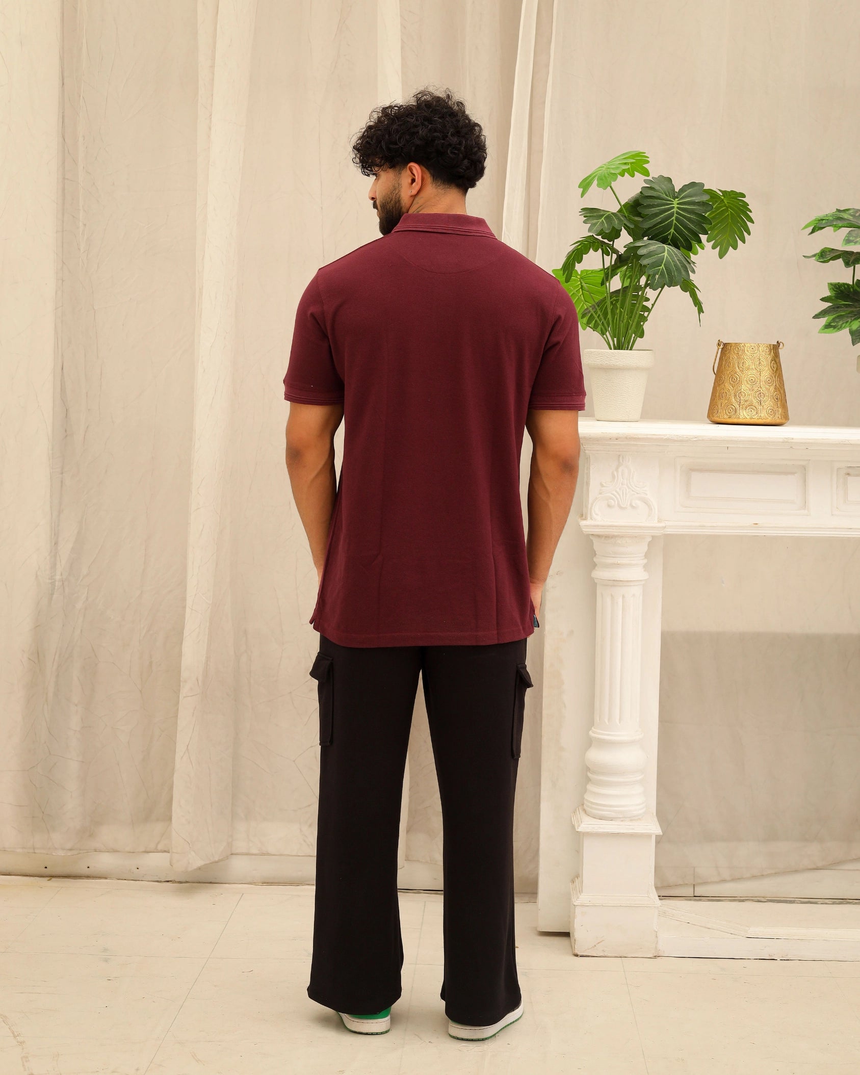 Men’s Maroon Solid Polo T-Shirt