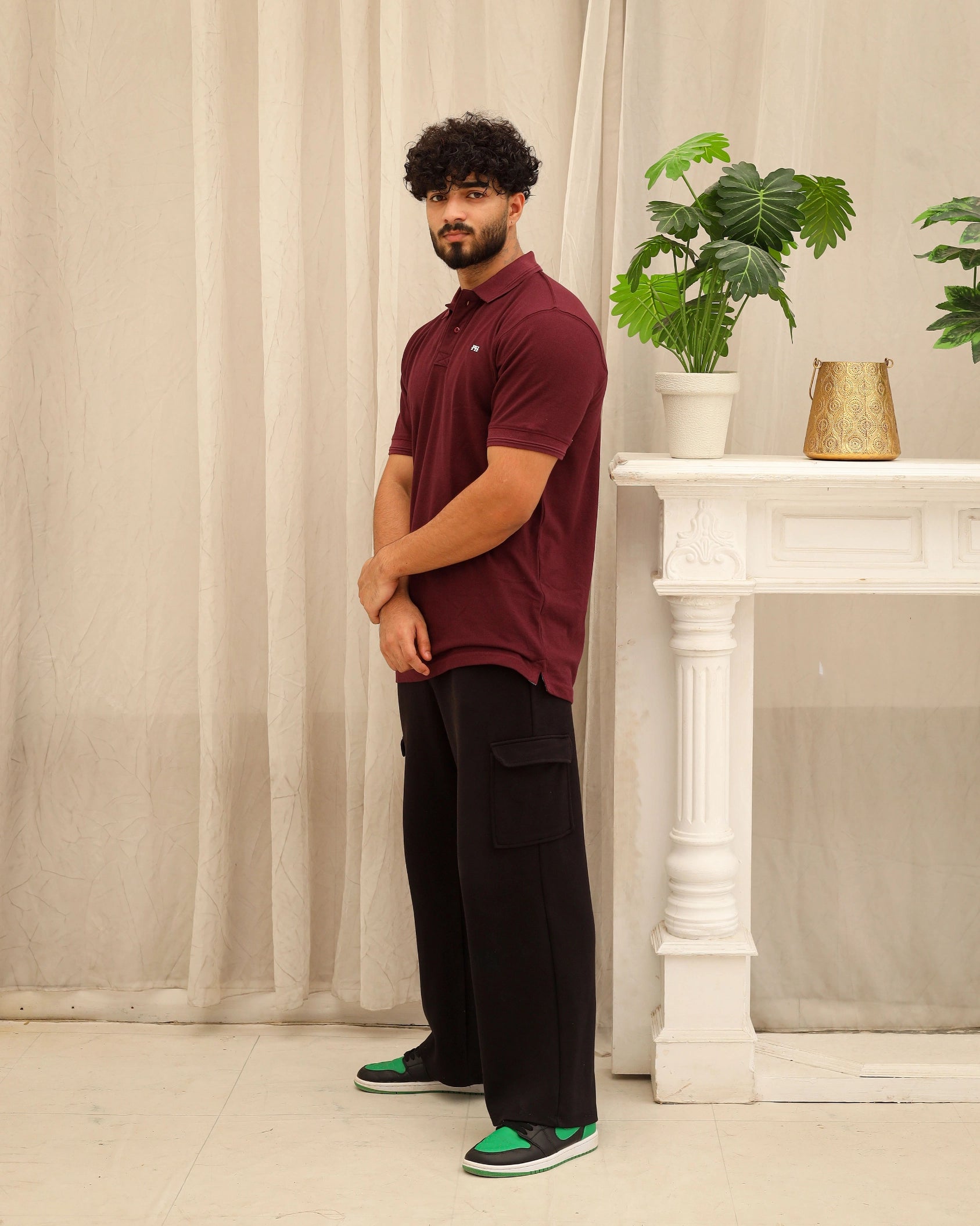 Men’s Maroon Solid Polo T-Shirt