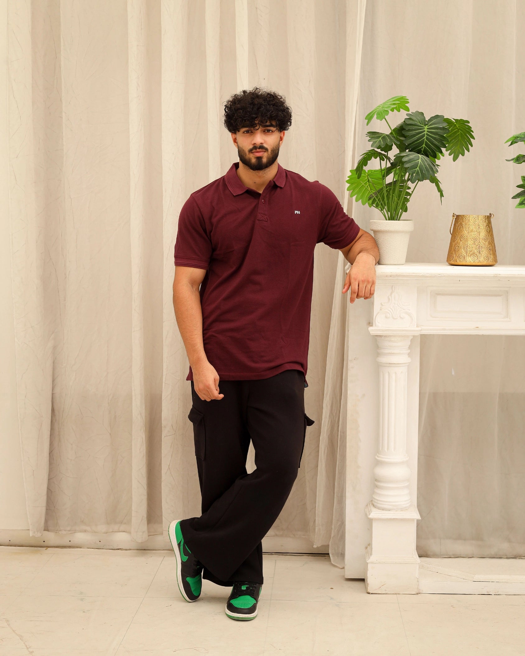 Men’s Maroon Solid Polo T-Shirt