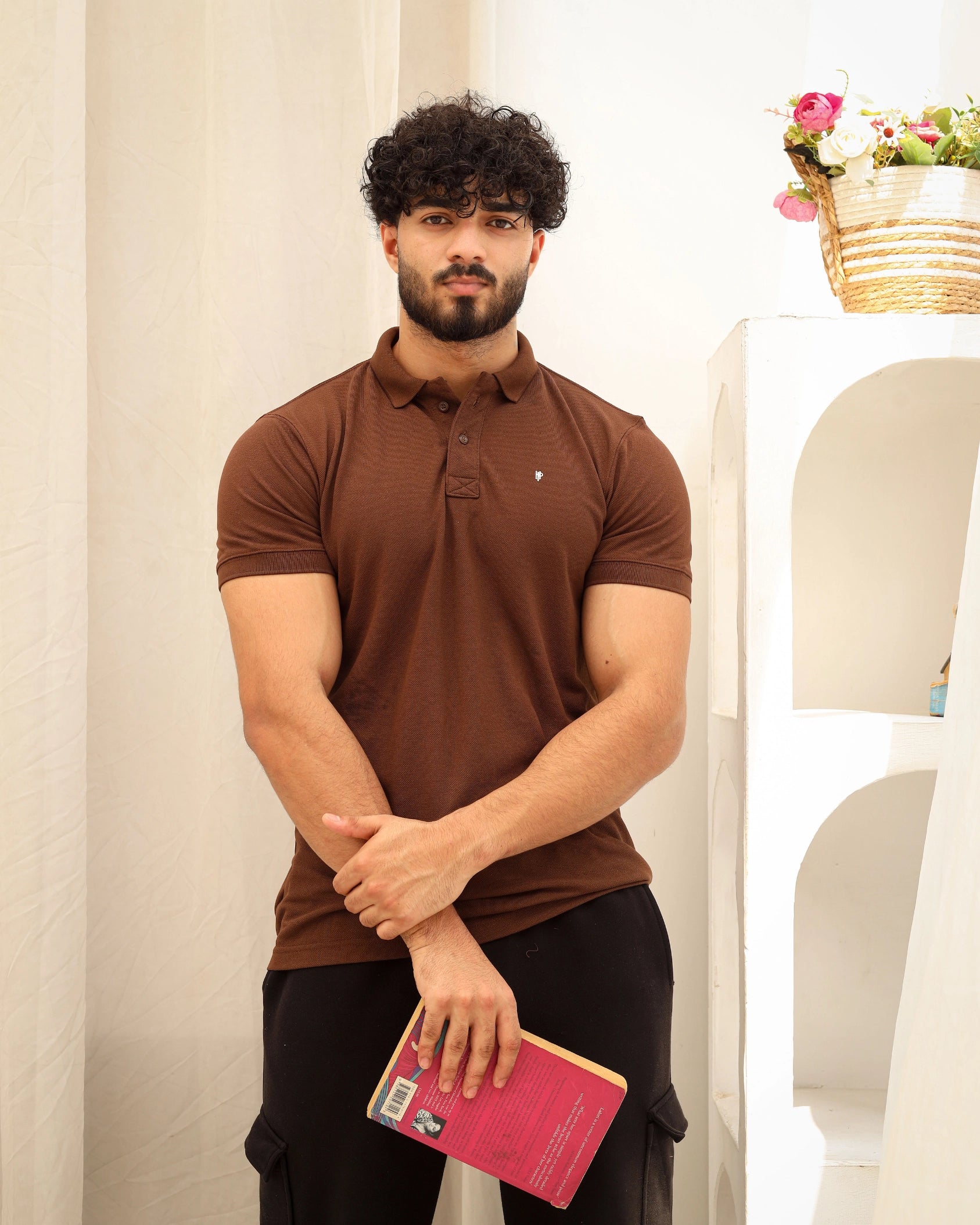 Men’s Brown Solid Polo T-Shirt