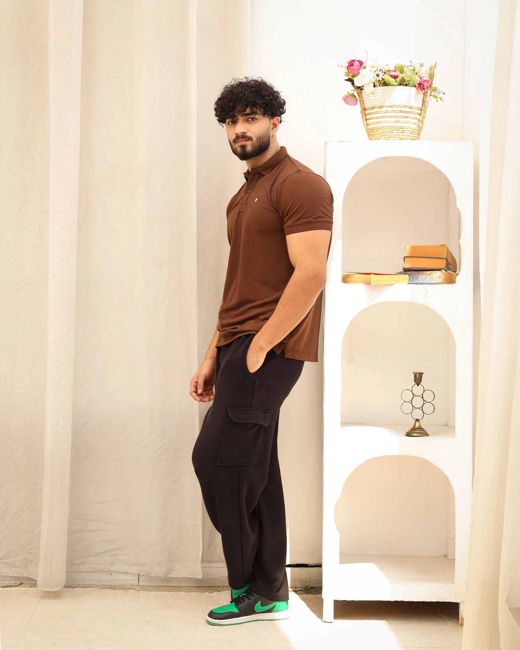Men’s Brown Solid Polo T-Shirt