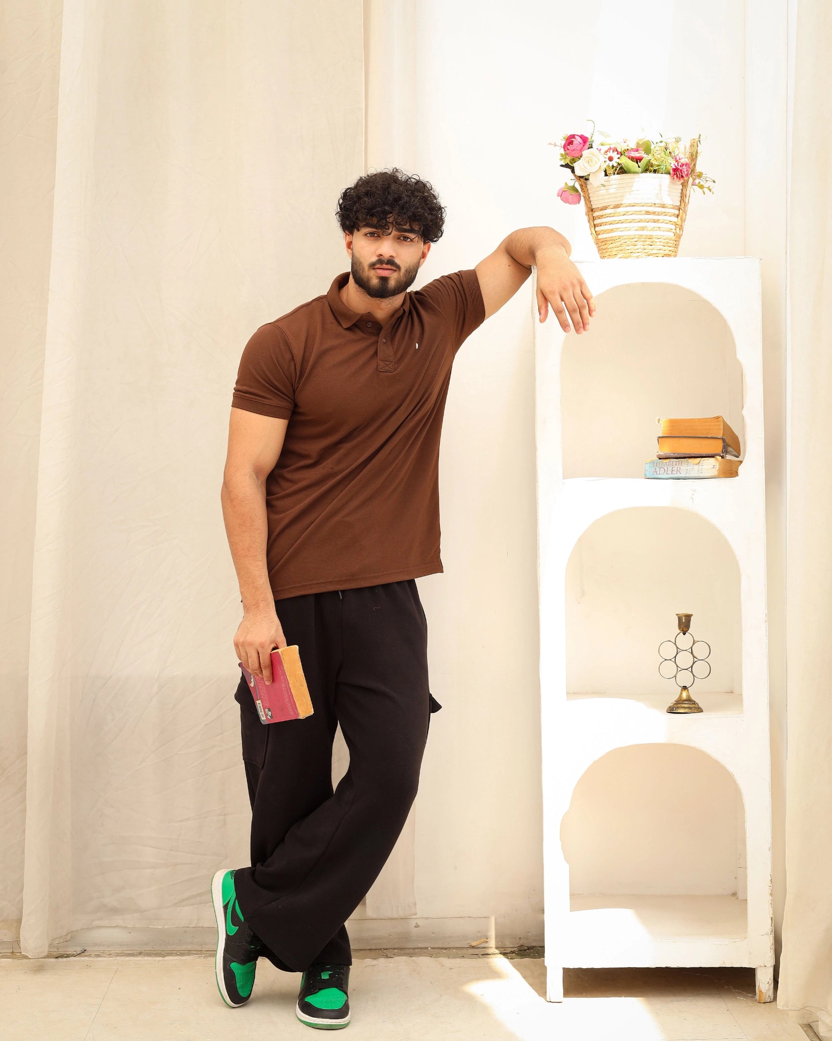 Men’s Brown Solid Polo T-Shirt
