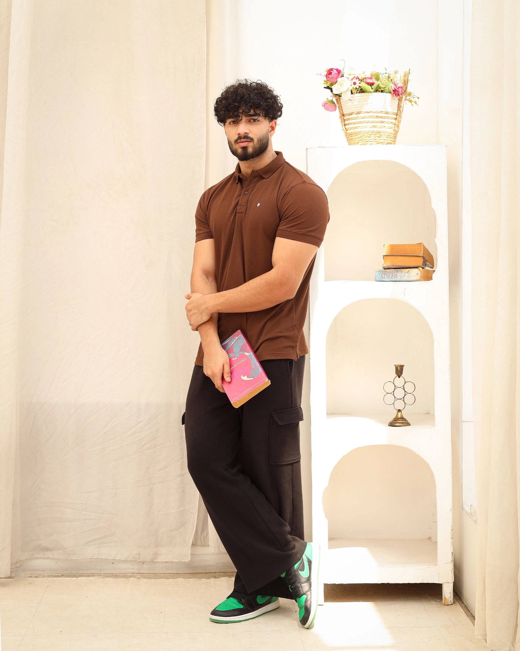 Men’s Brown Solid Polo T-Shirt