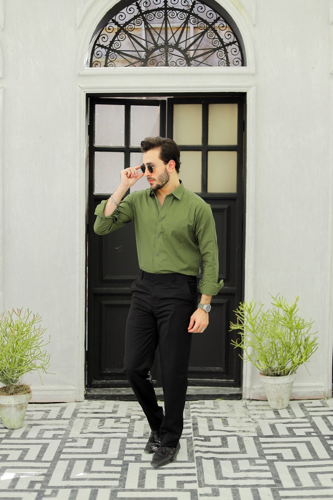 Men’s Olive Moss Modern Formal Shirt