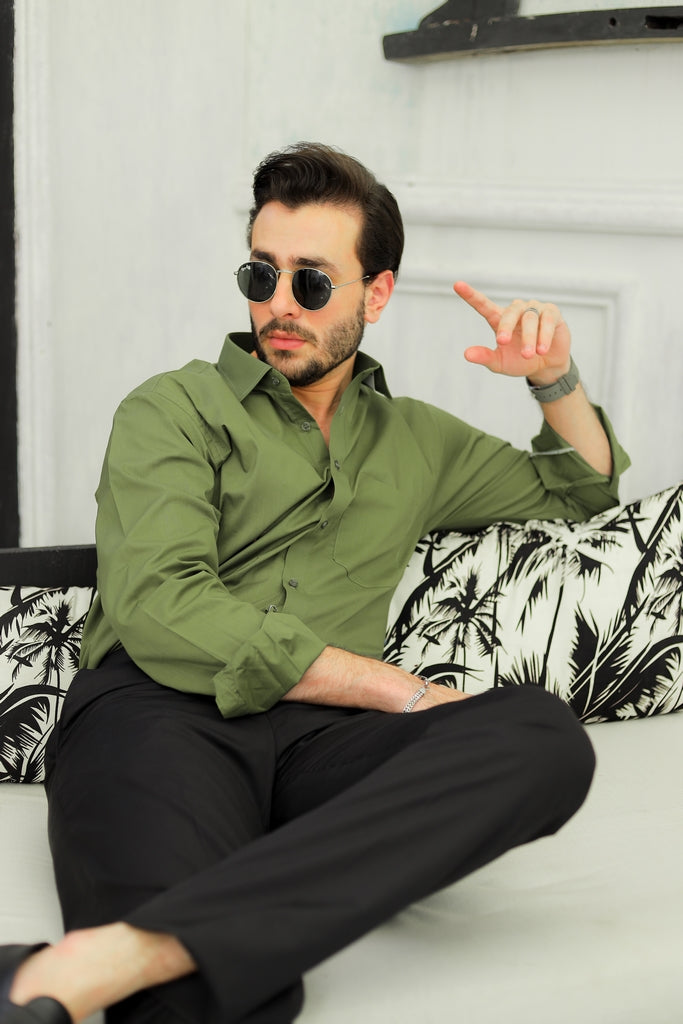 Men’s Olive Moss Modern Formal Shirt