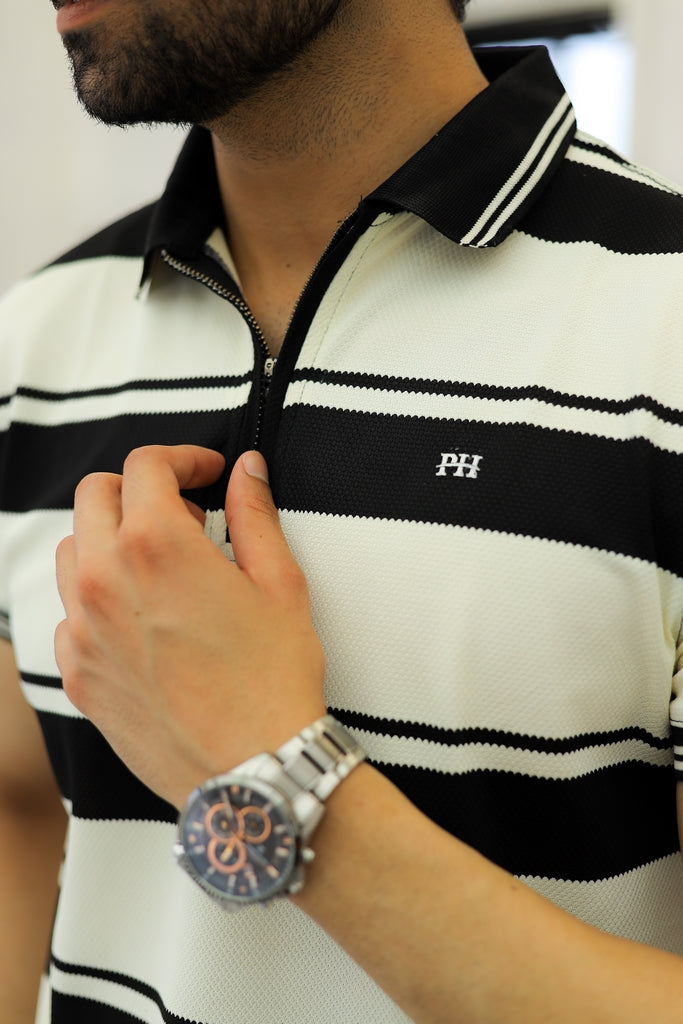 Men’s Monochrome Quarter-Zip Linear Polo
