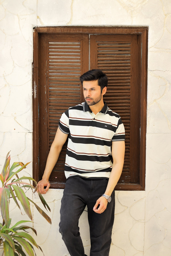 Men’s Retro Accent Striped Heritage Polo