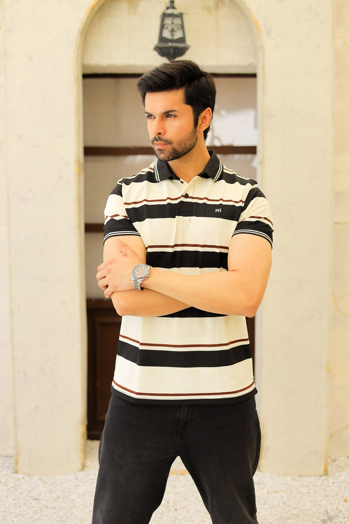Men’s Retro Accent Striped Heritage Polo
