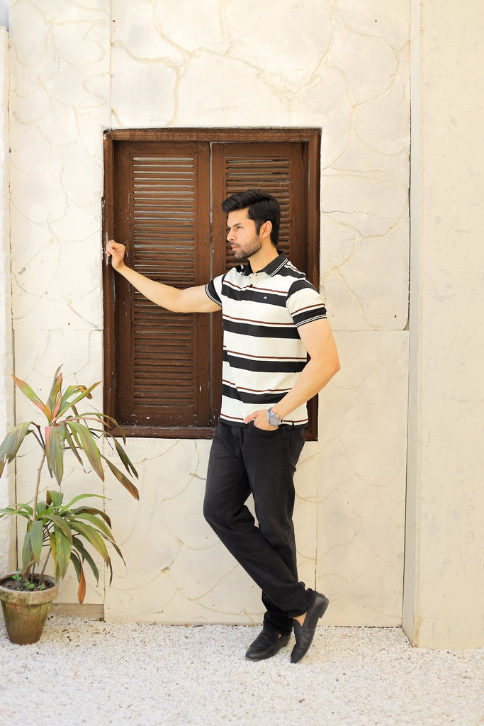 Men’s Retro Accent Striped Heritage Polo