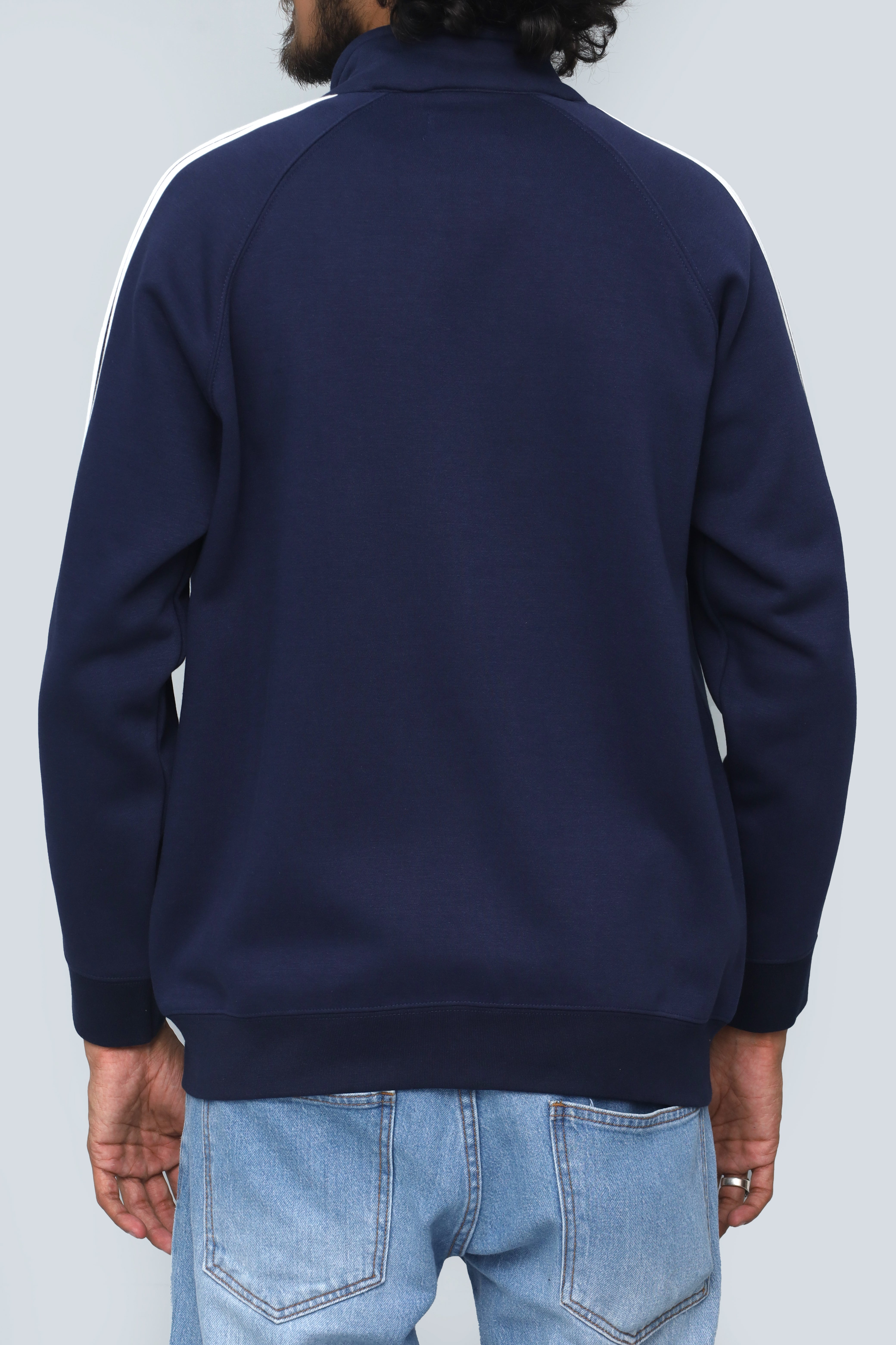 Men's Versatile Navy Blue Full-Zipper