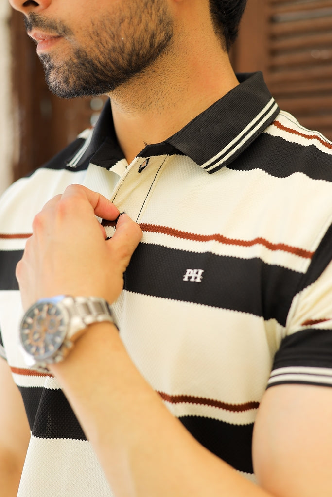 Men’s Retro Accent Striped Heritage Polo
