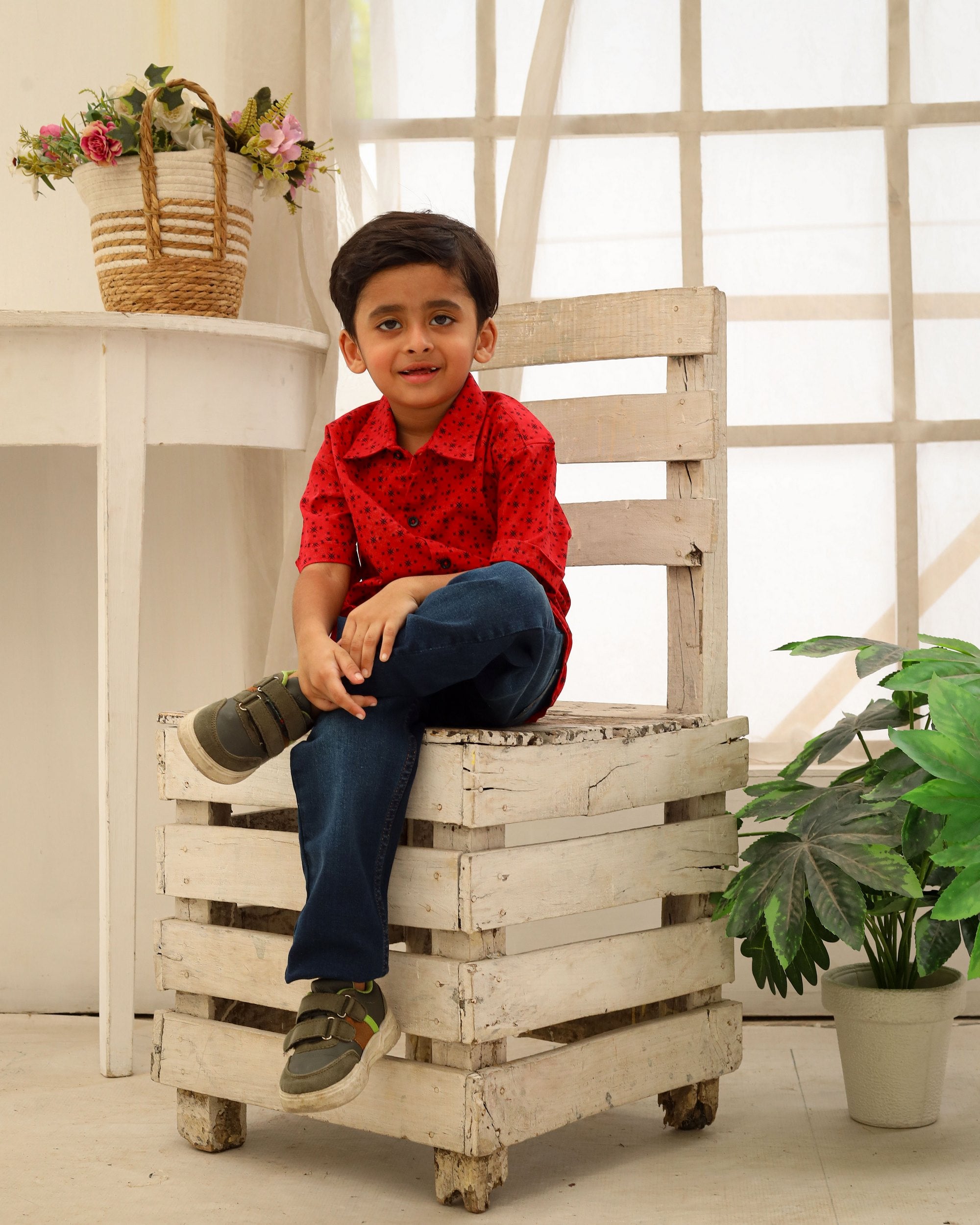 Red Printed Casual Shirt