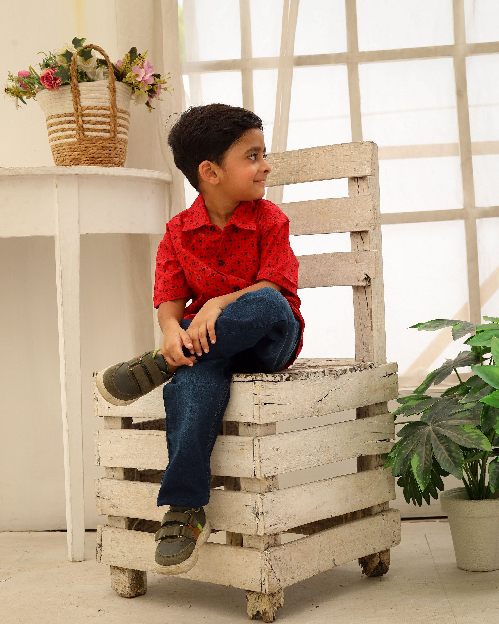 Red Printed Casual Shirt