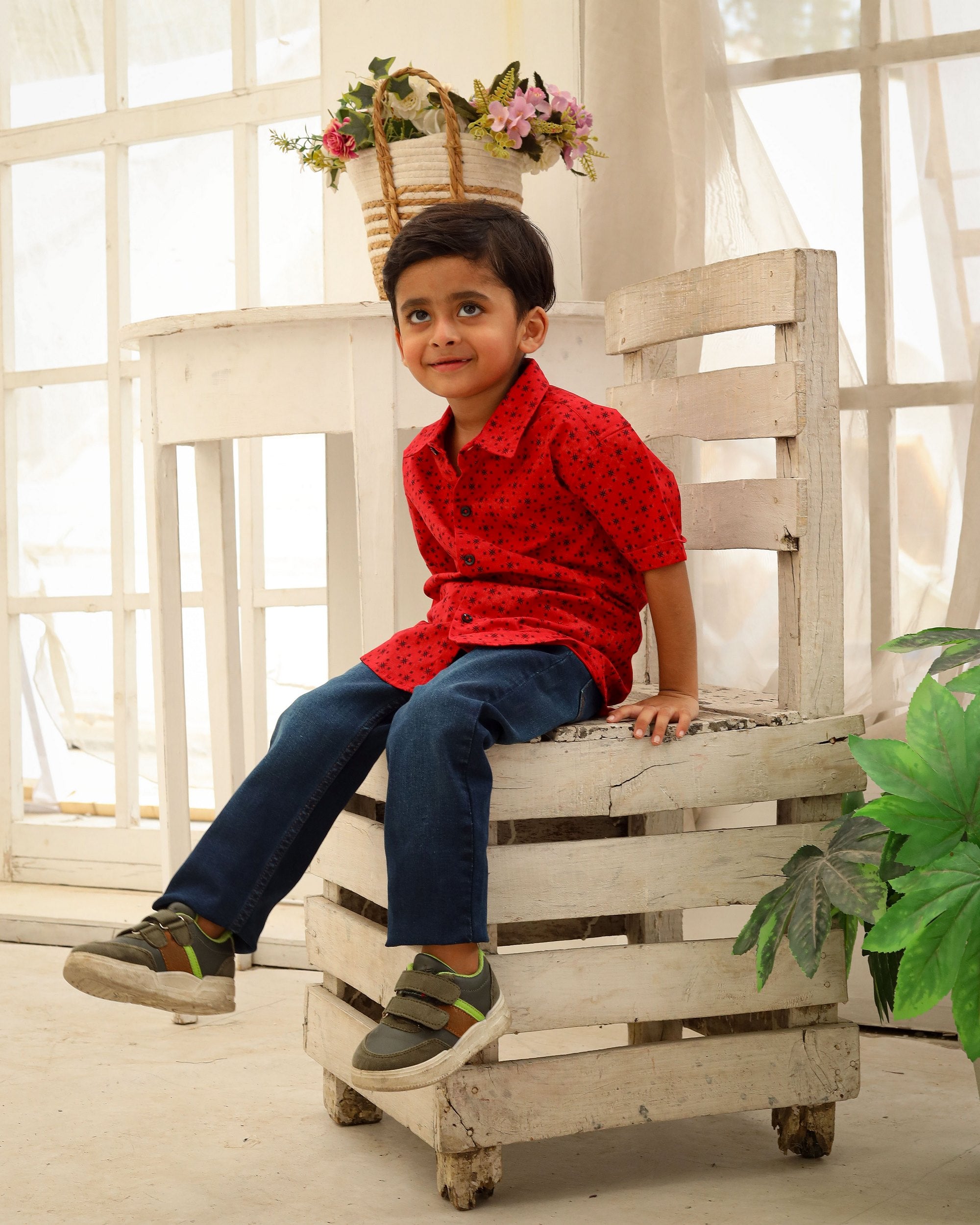 Red Printed Casual Shirt