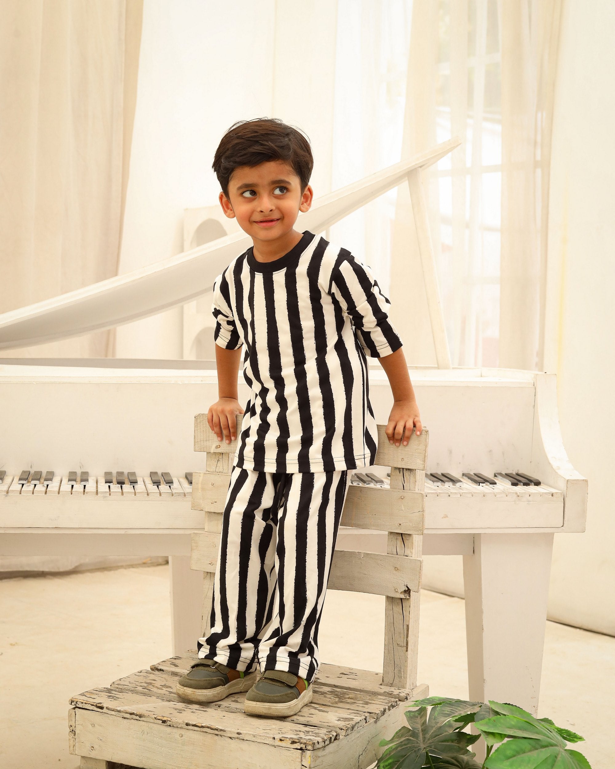 Black & White Striped Co-Ord Set