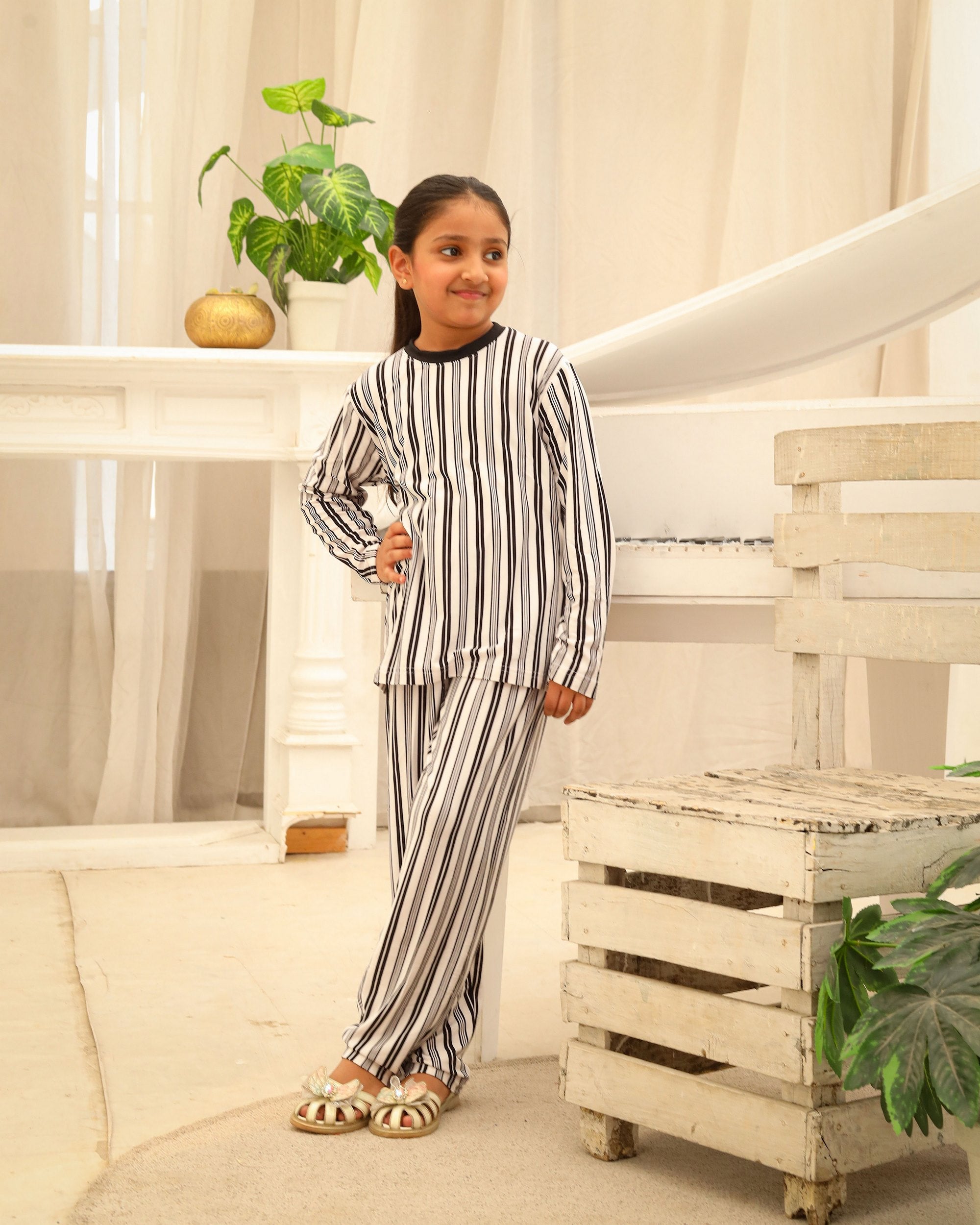 Black &  White Striped Co-Ord Set
