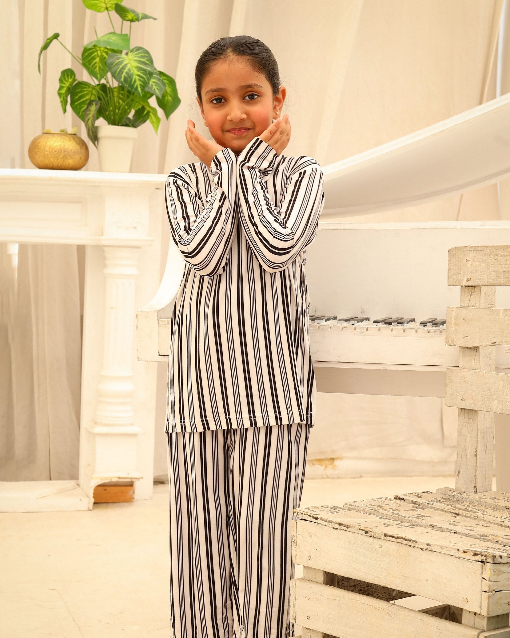 Black &  White Striped Co-Ord Set
