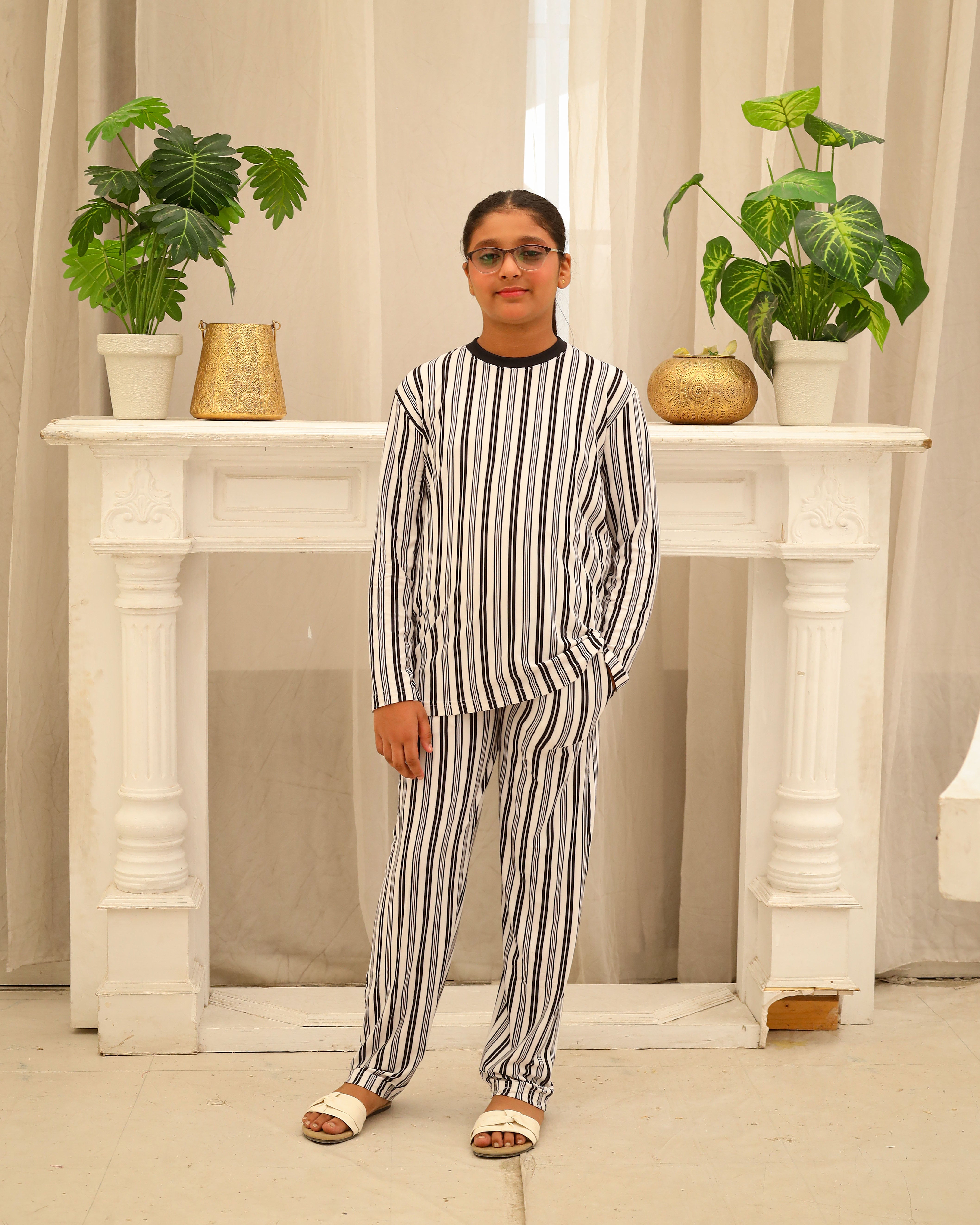 Black &  White Striped Co-Ord Set