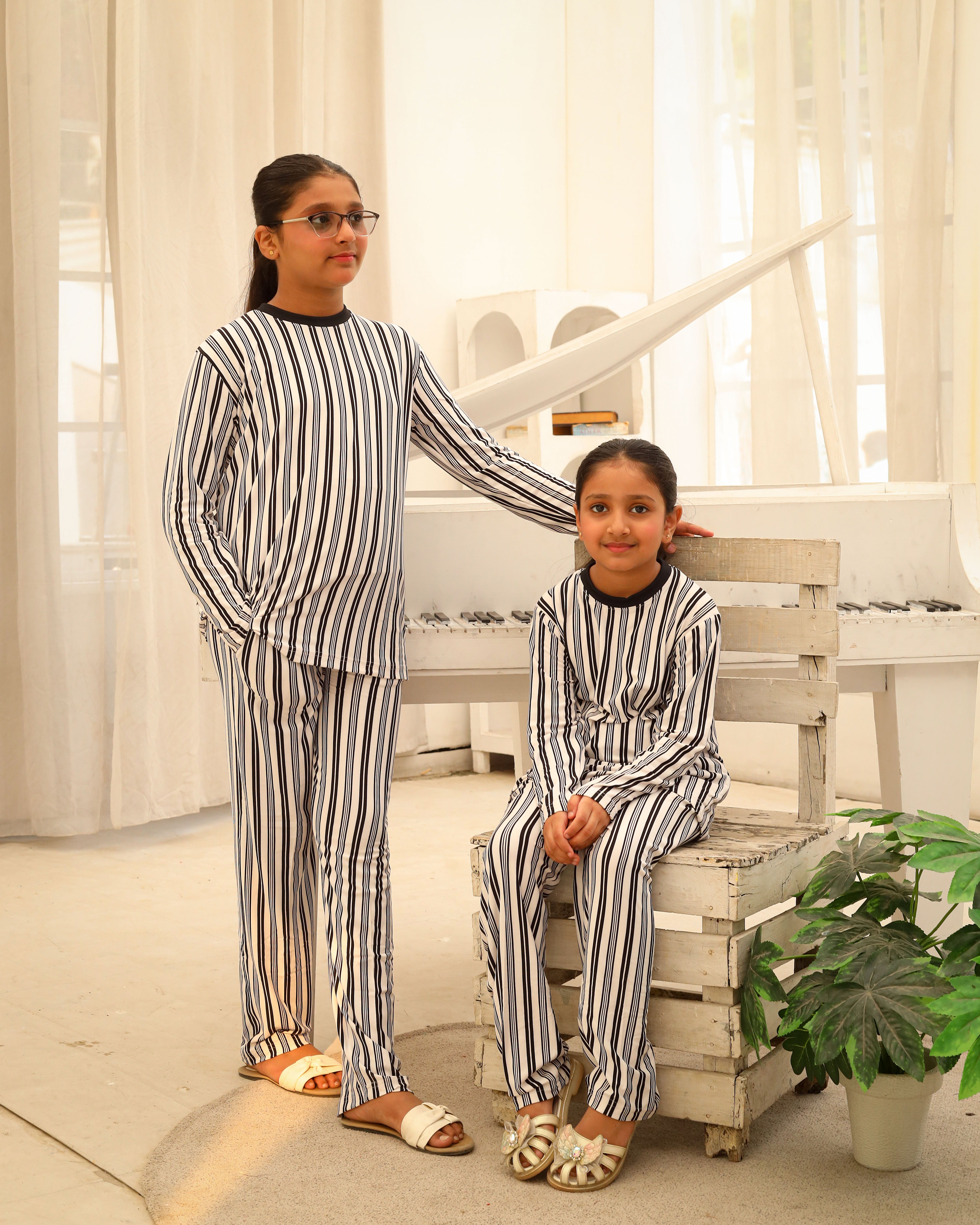 Black &  White Striped Co-Ord Set