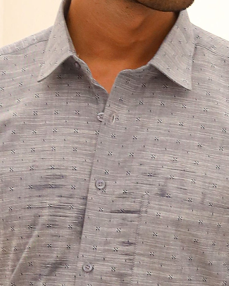 Men’s Light Grey Textured Formal Shirt
