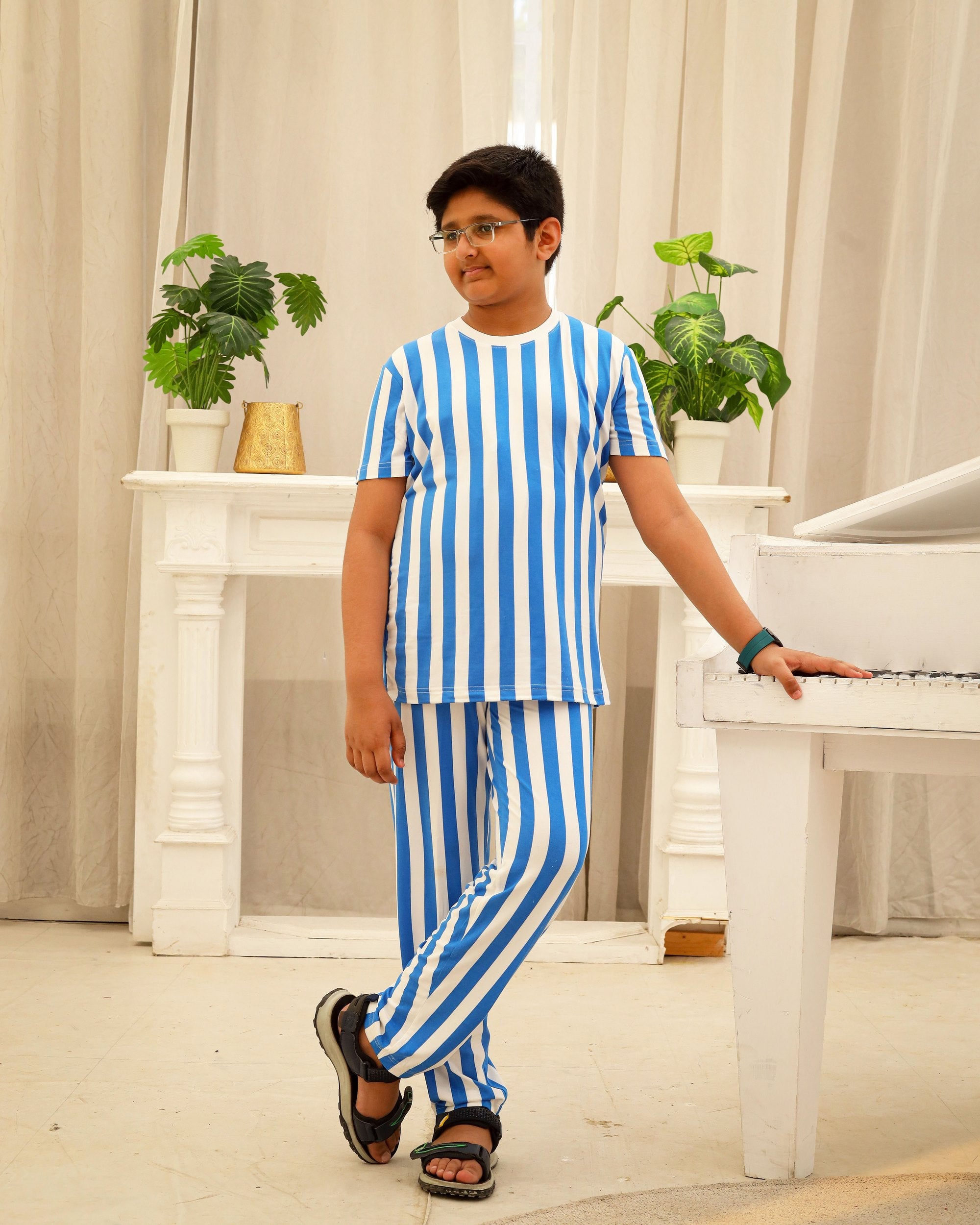 Blue &  White Striped Co-Ord Set