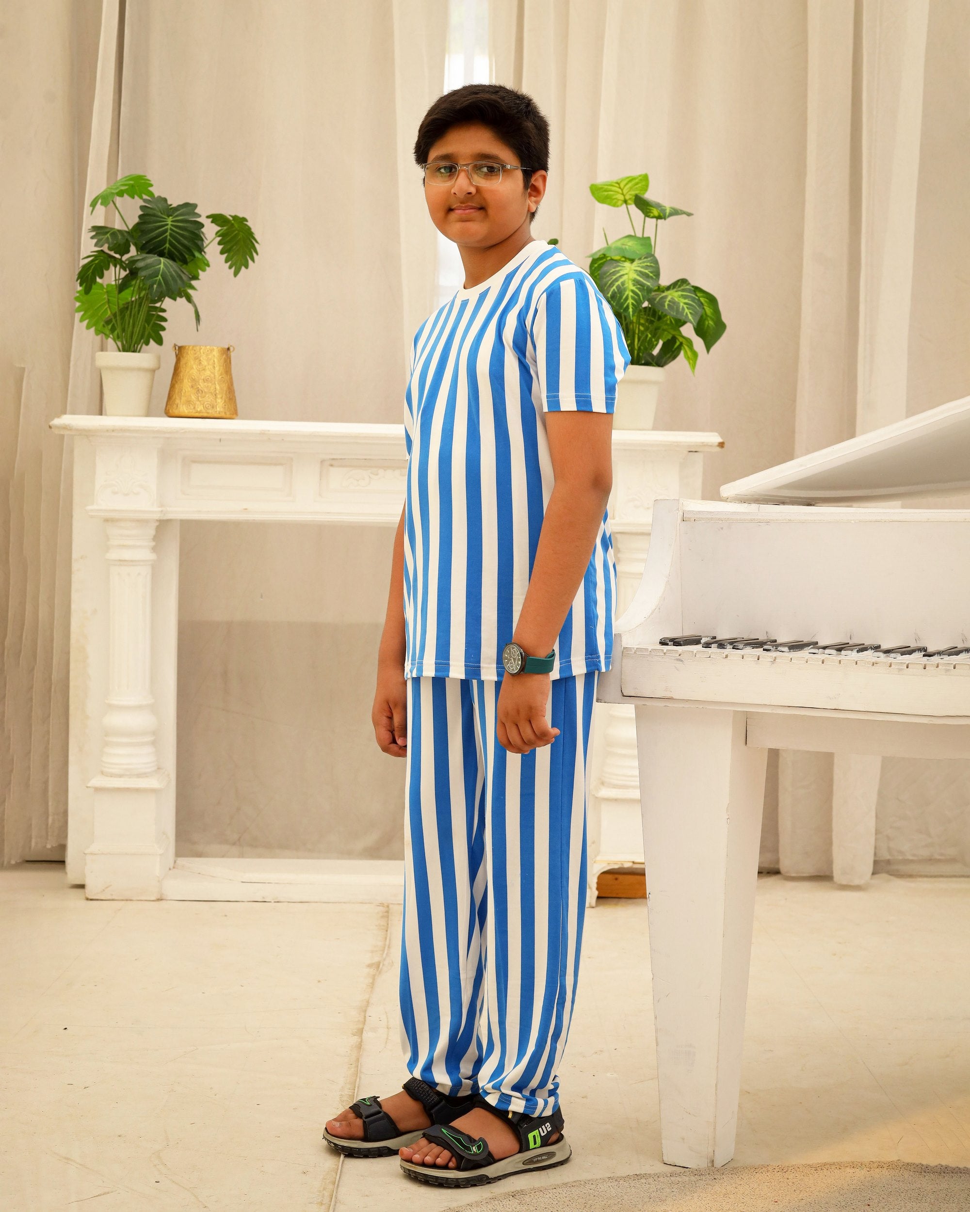 Blue &  White Striped Co-Ord Set