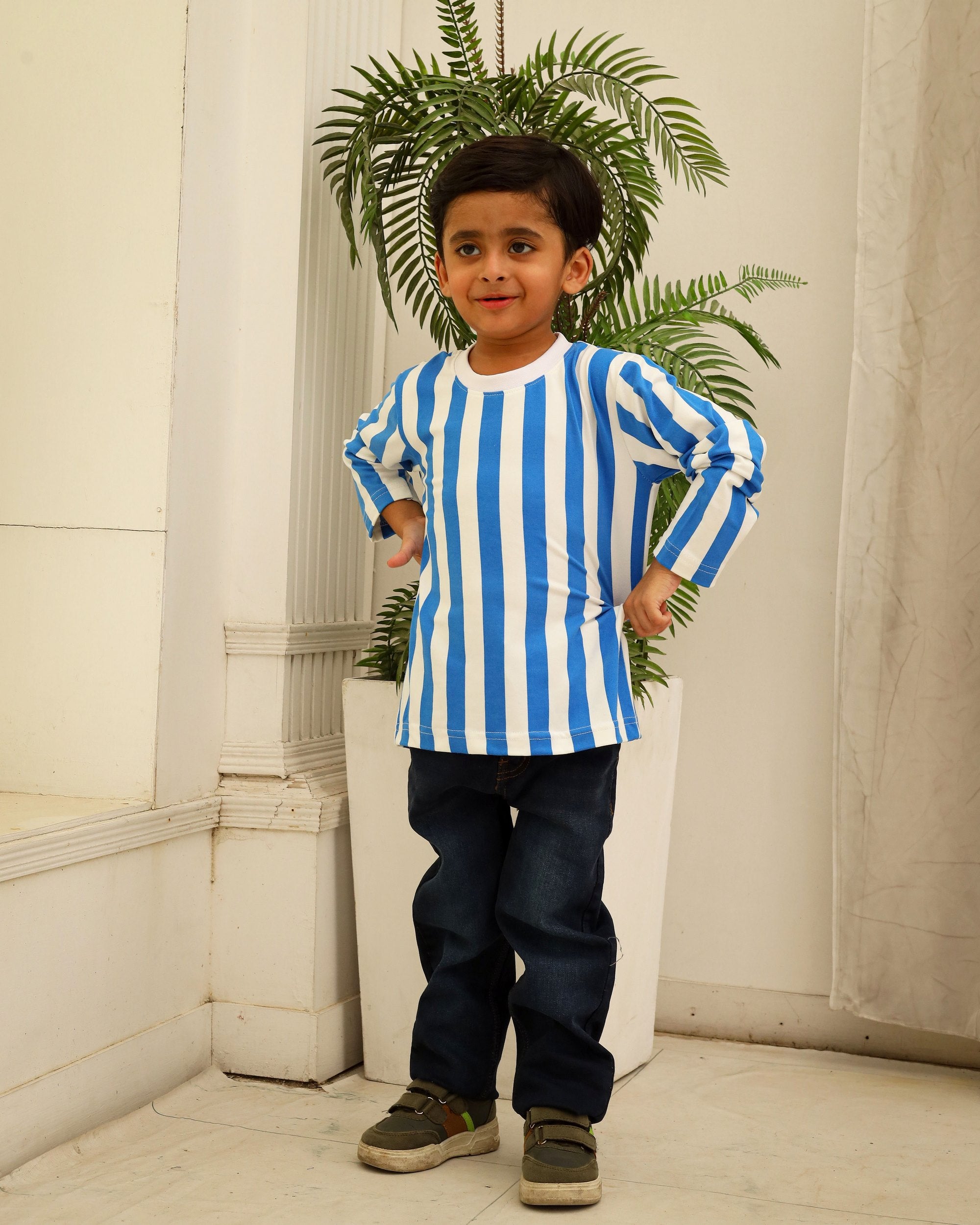 Blue & White Striped Sweatshirt