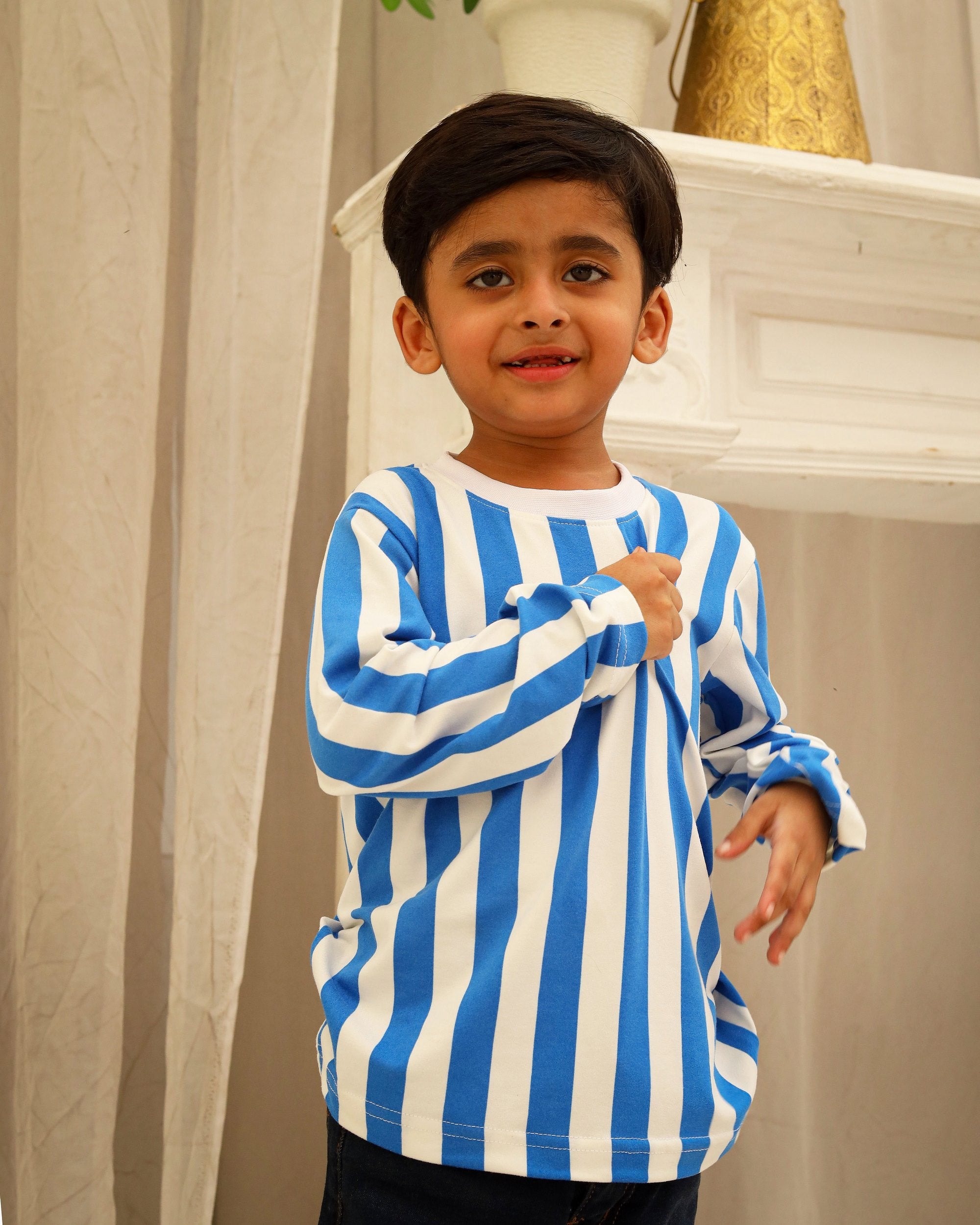 Blue & White Striped Sweatshirt