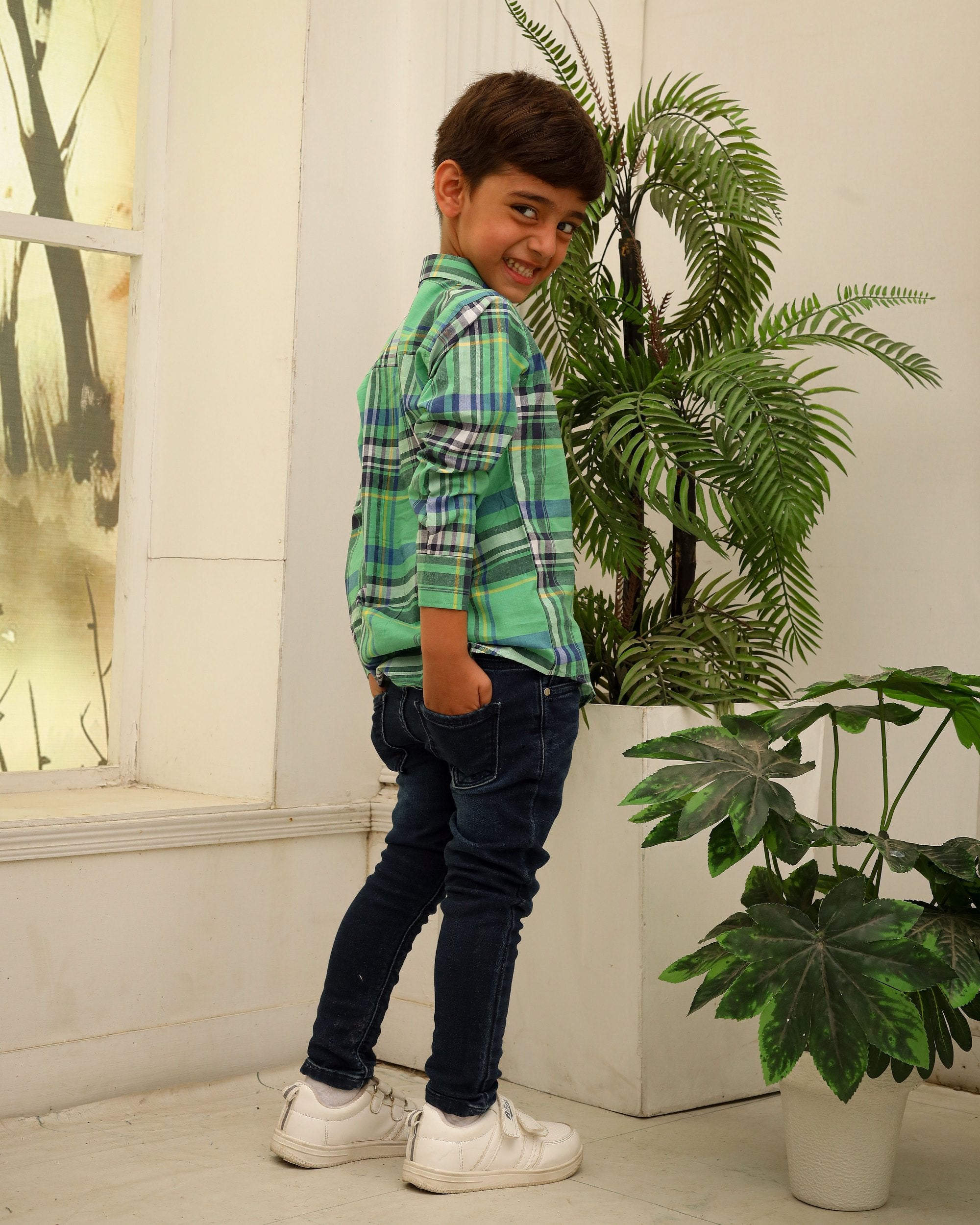 Green Multi-Check Casual Shirt