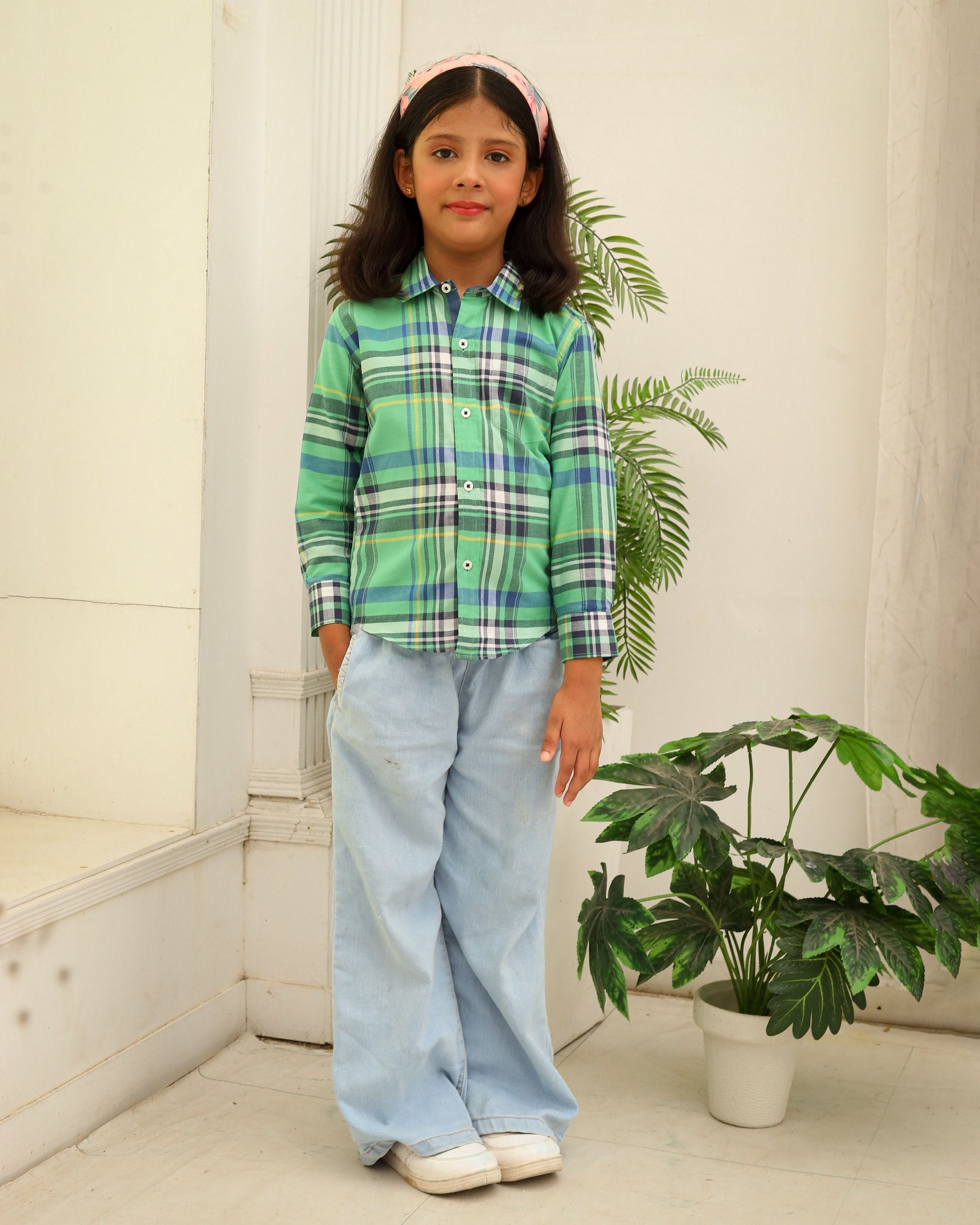 Green Multi-Check Casual Shirt
