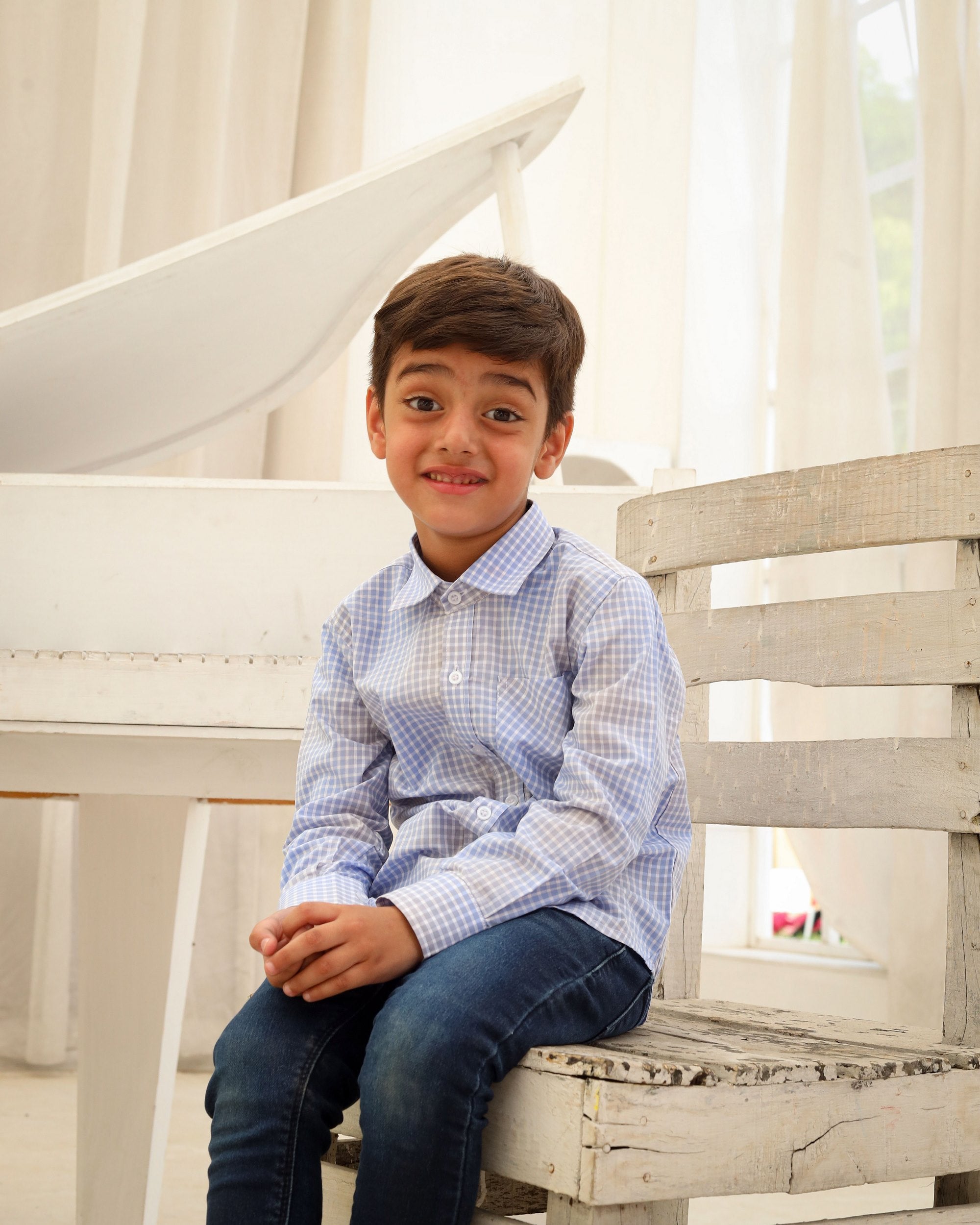 Light Blue Check Casual Shirt