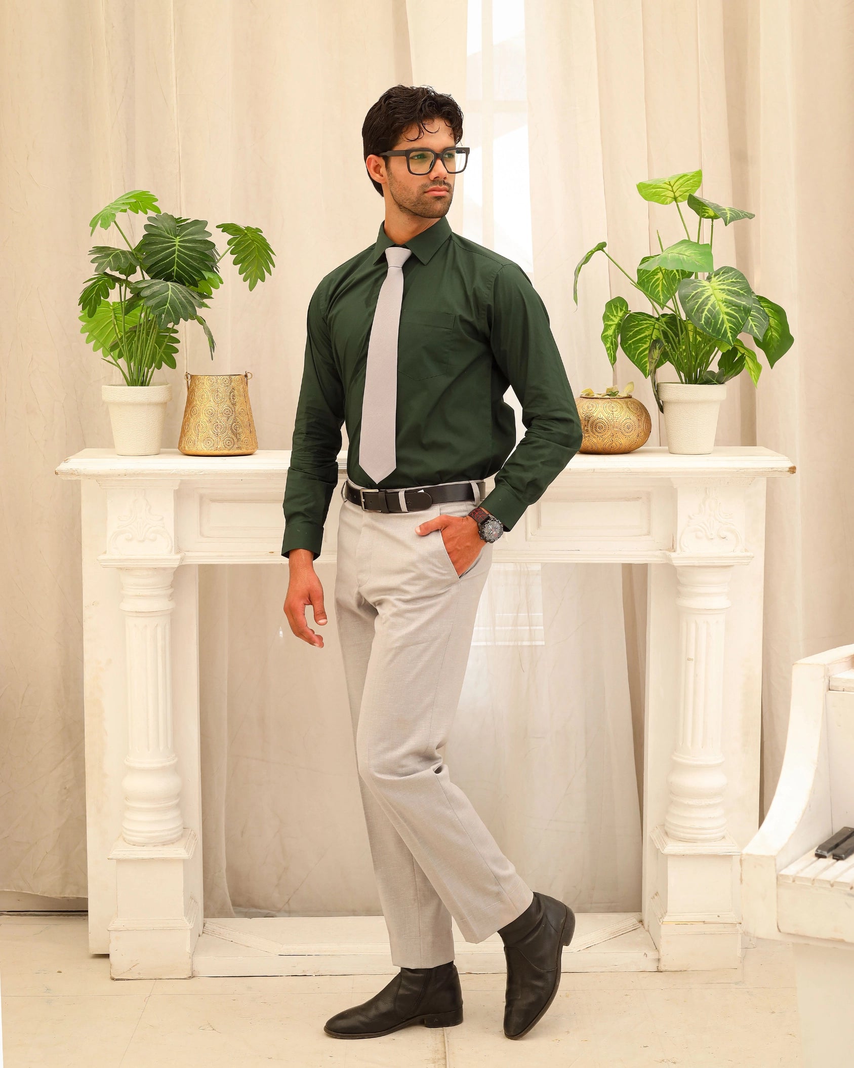 Men’s Dark Green Formal Dress Shirt