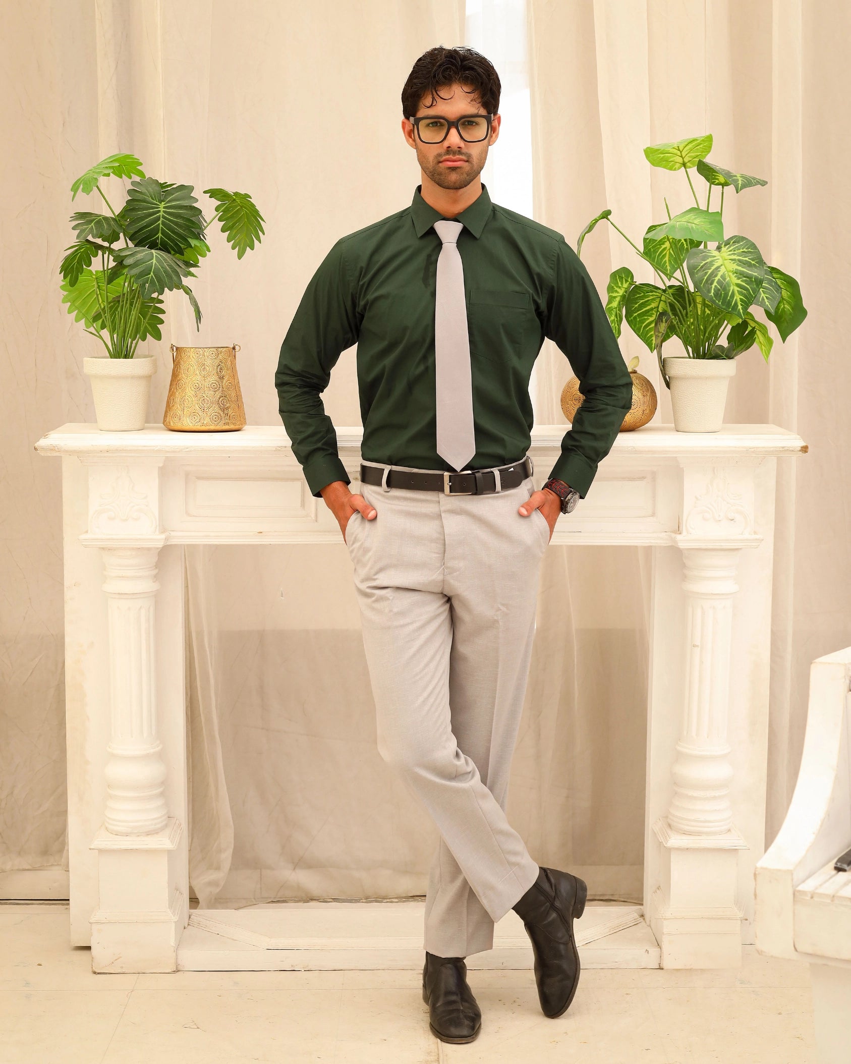 Men’s Dark Green Formal Dress Shirt