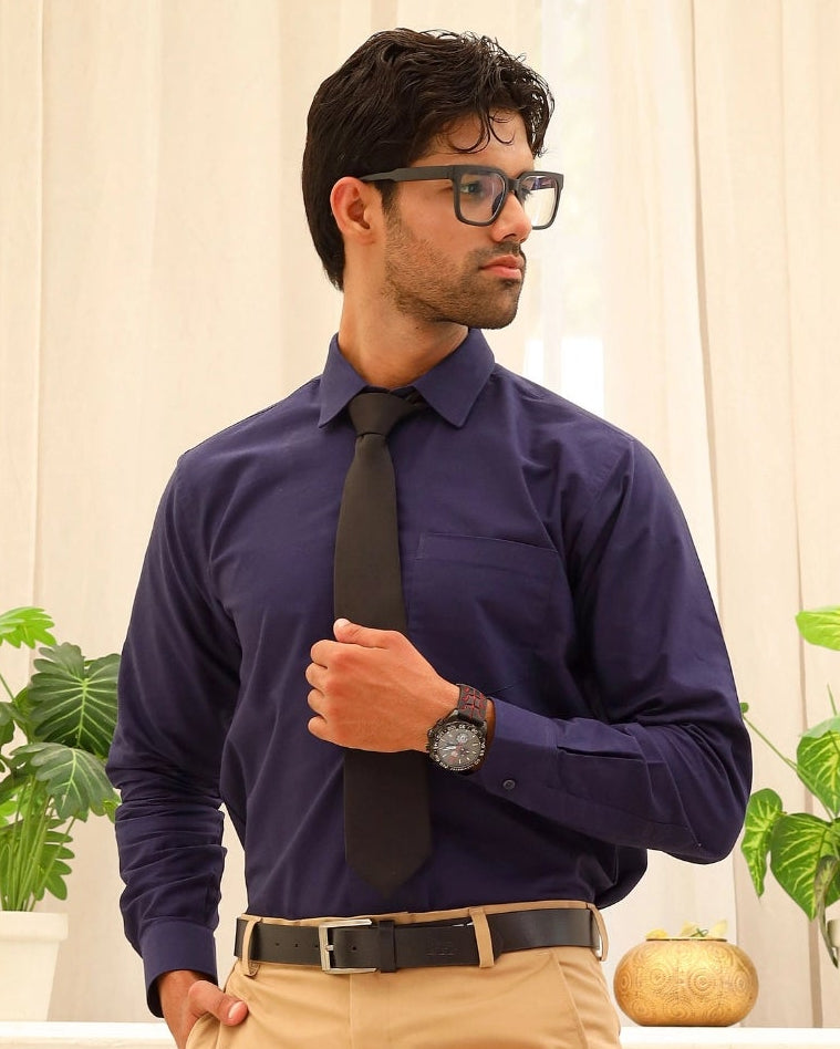 Men’s Navy Blue Formal Dress Shirt