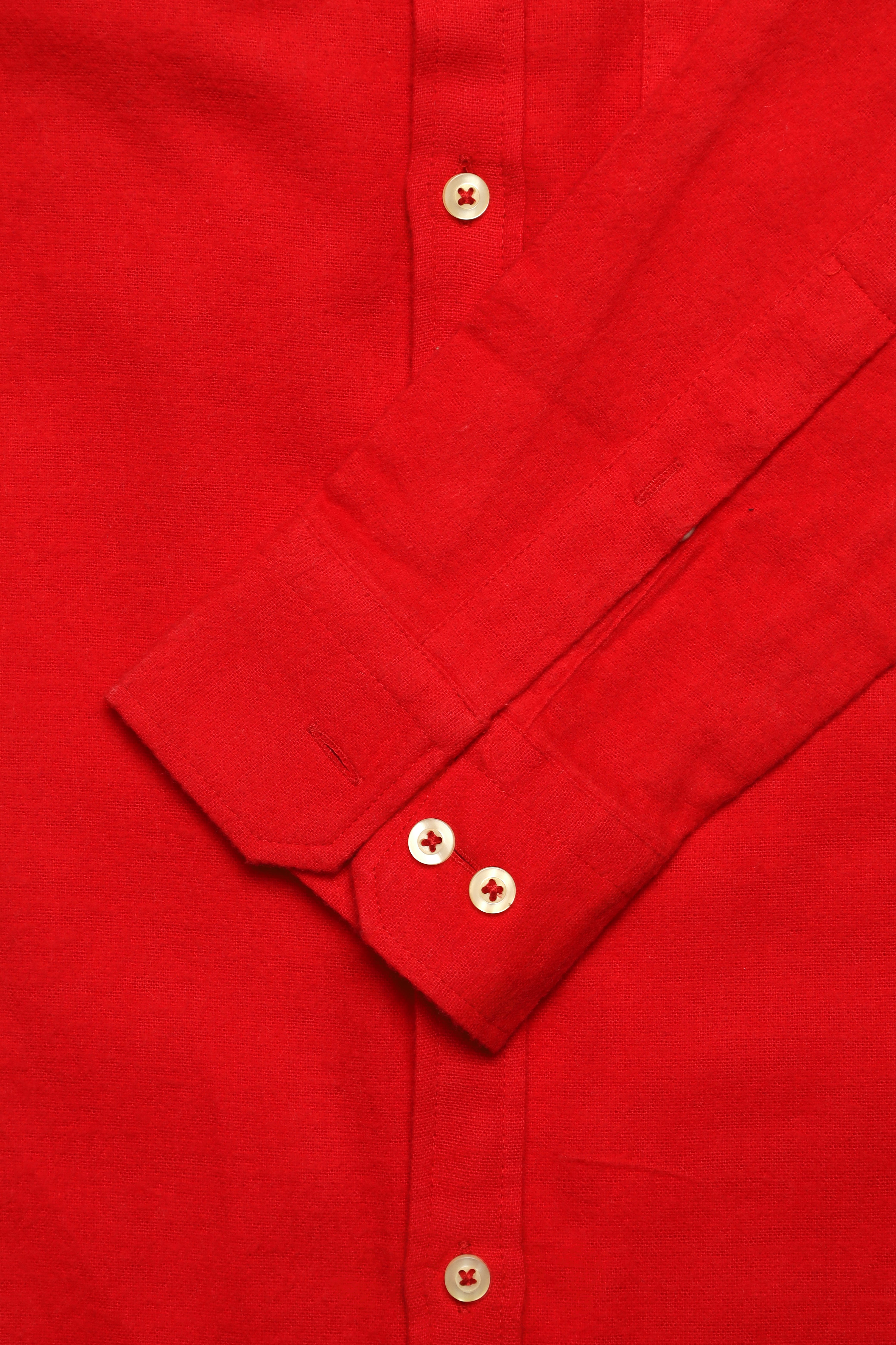 Men's Solid Red Button-Down Casual Shirt