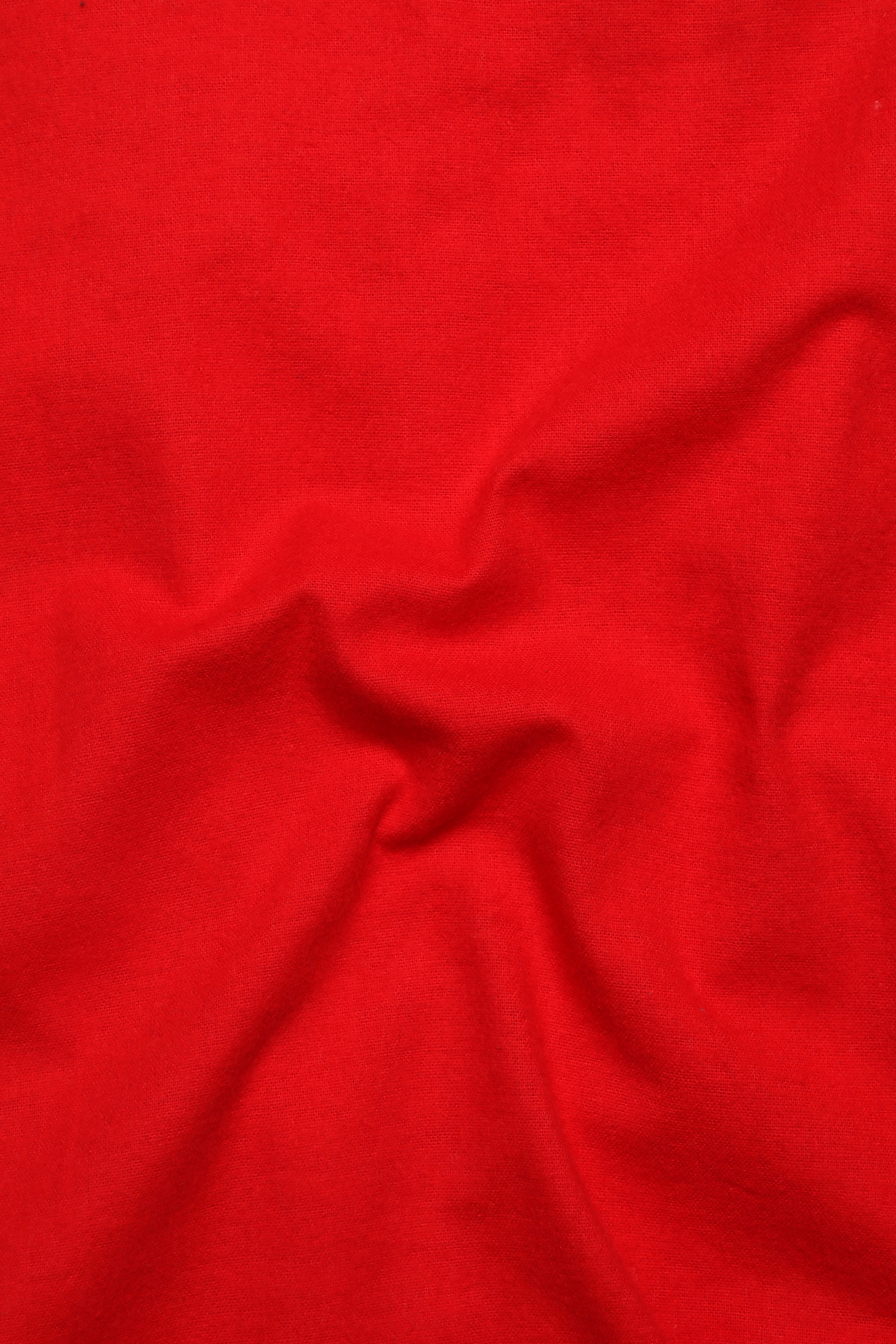 Men's Solid Red Button-Down Casual Shirt