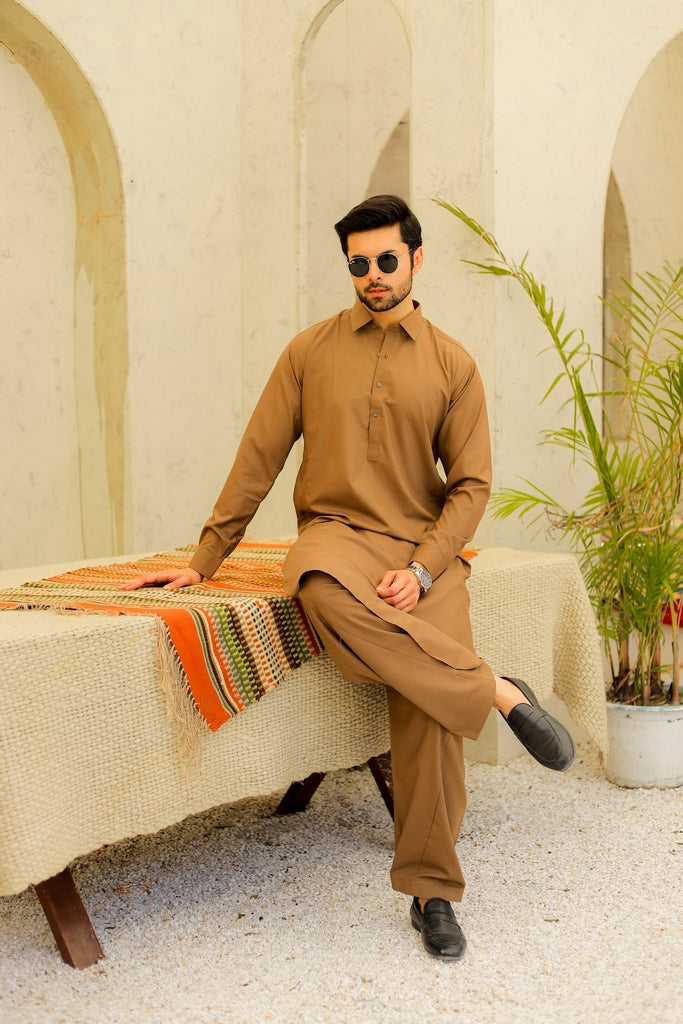 Men’s Light Brown Shalwar Kameez