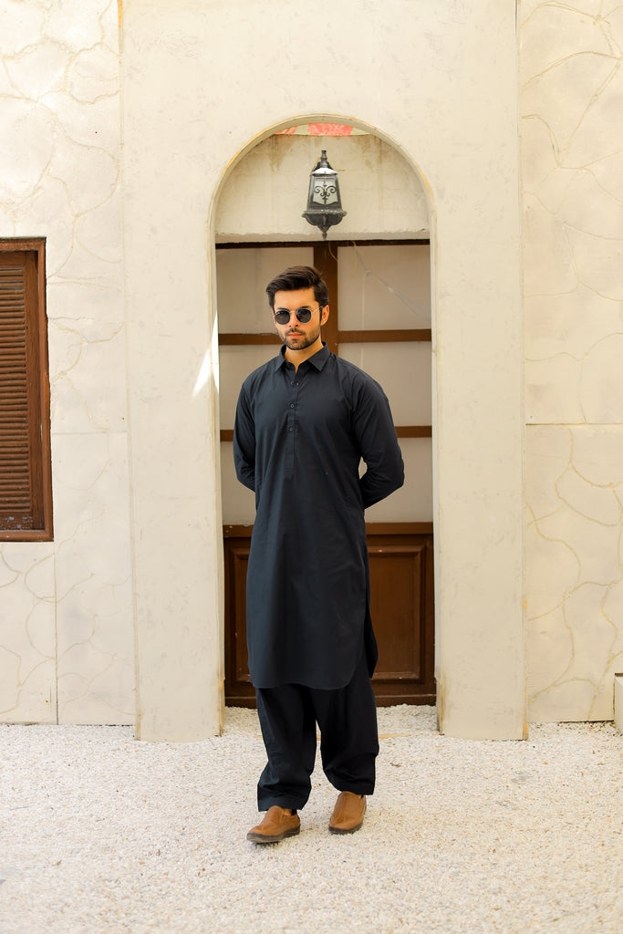 Men’s Navy Blue Cotton Shalwar Kameez