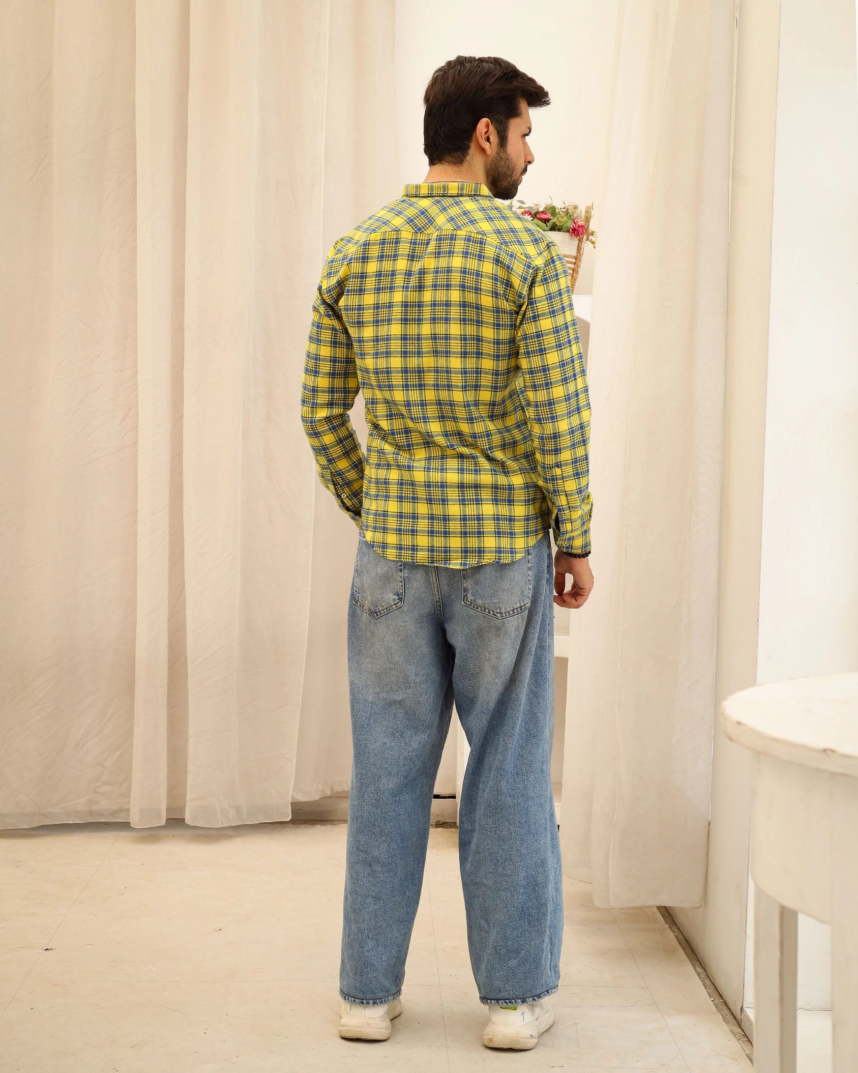 Men’s Yellow & Blue Flannel Shirt