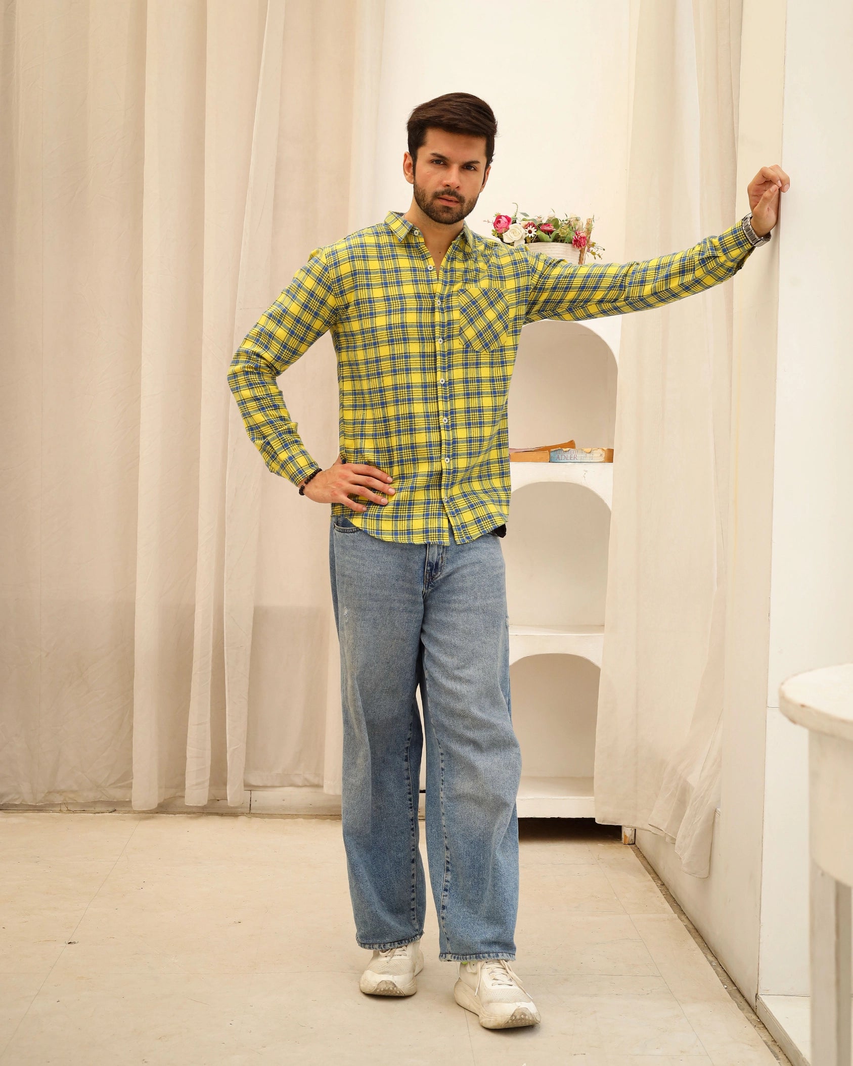 Men’s Yellow & Blue Flannel Shirt