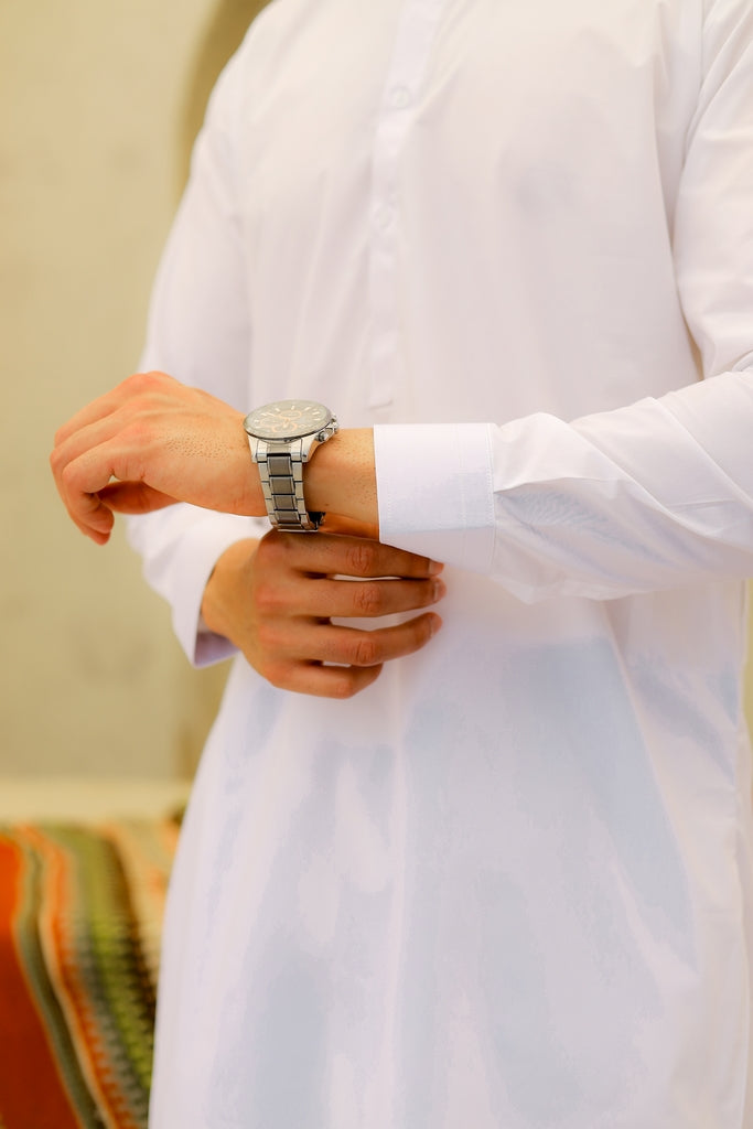 Men’s White Cotton Shalwar Kameez