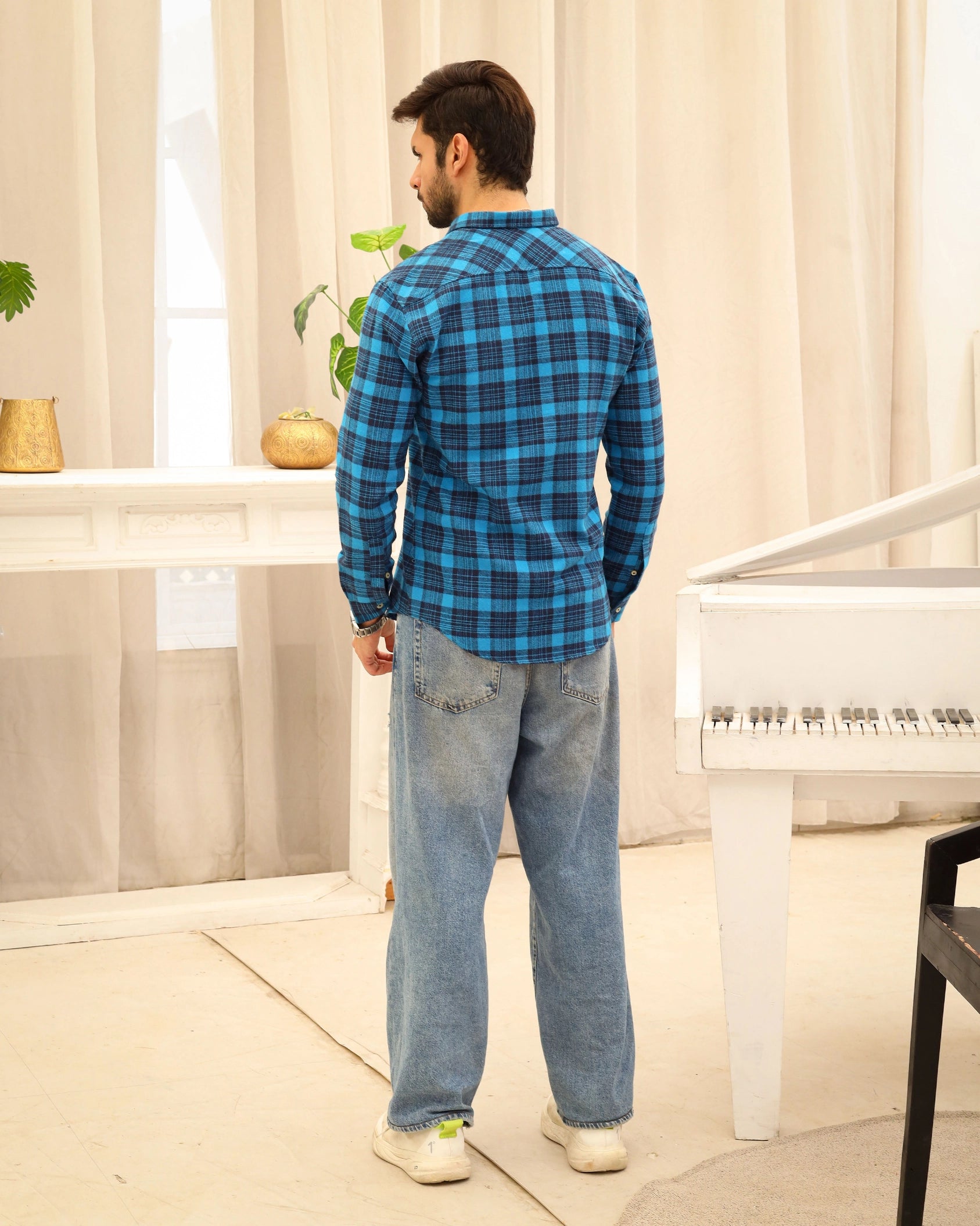 Men’s Blue & Black Flannel Shirt