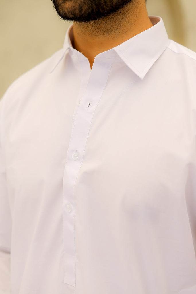 Men’s White Cotton Shalwar Kameez