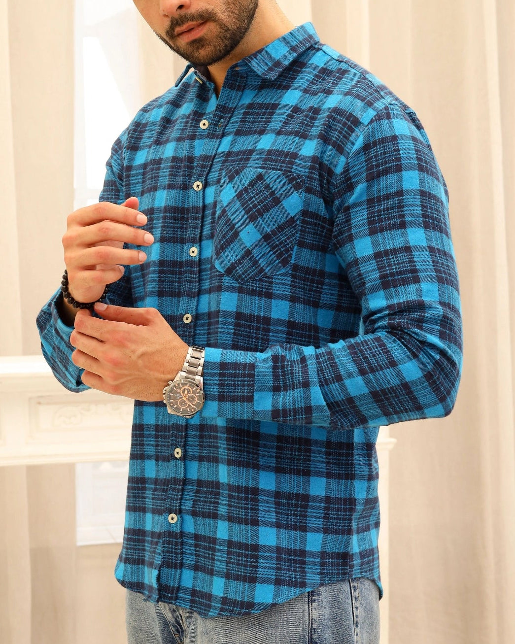 Men’s Blue & Black Flannel Shirt