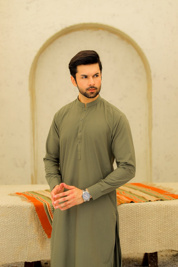 Men’s Olive Green Shalwar Kameez