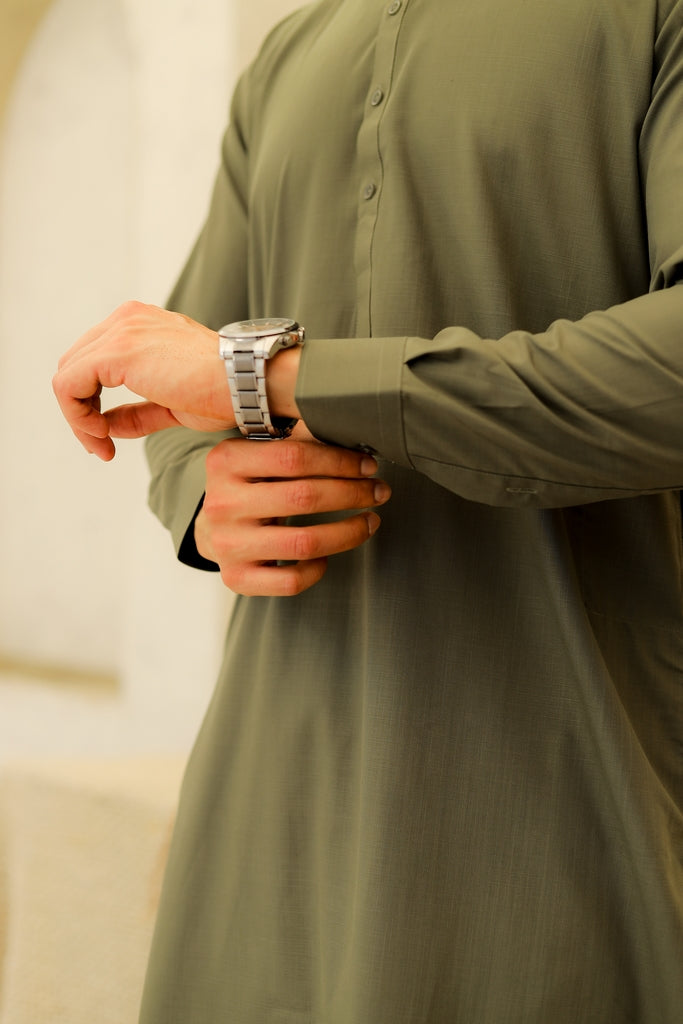 Men’s Olive Green Shalwar Kameez