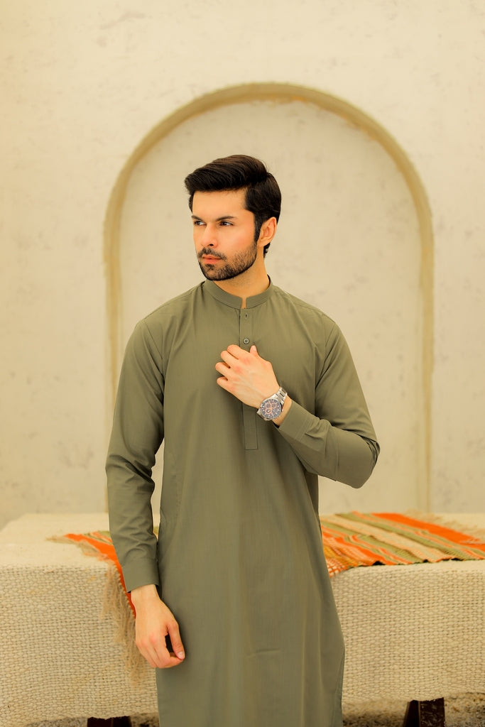 Men’s Olive Green Shalwar Kameez